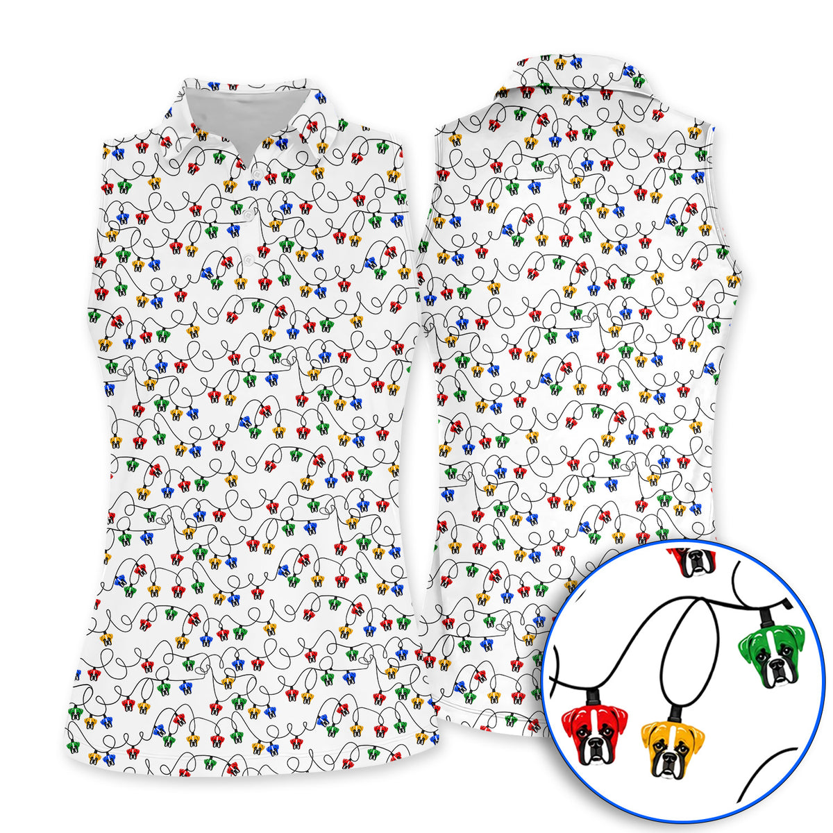 Boxer Dog Golf Polos, Colorful Boxer Pattern Golf Shirt, Funny Dog Lover Golf Gift