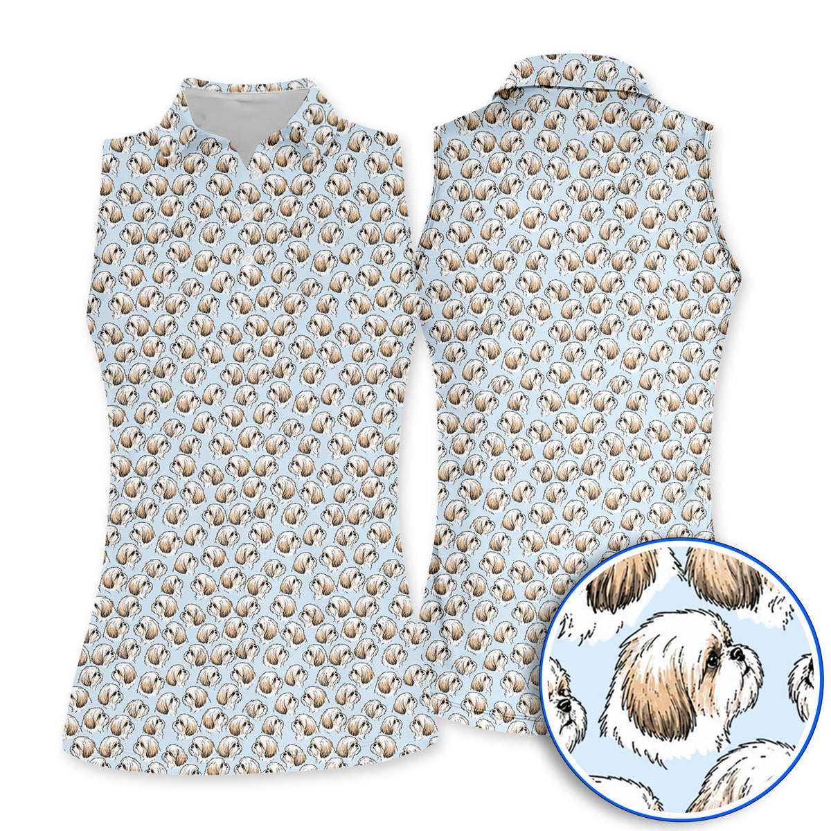 Shih Tzu Golf Shirt, Cute Shih Tzu Pattern Golf Polos, Crazy Golf Gift For Dog Lover