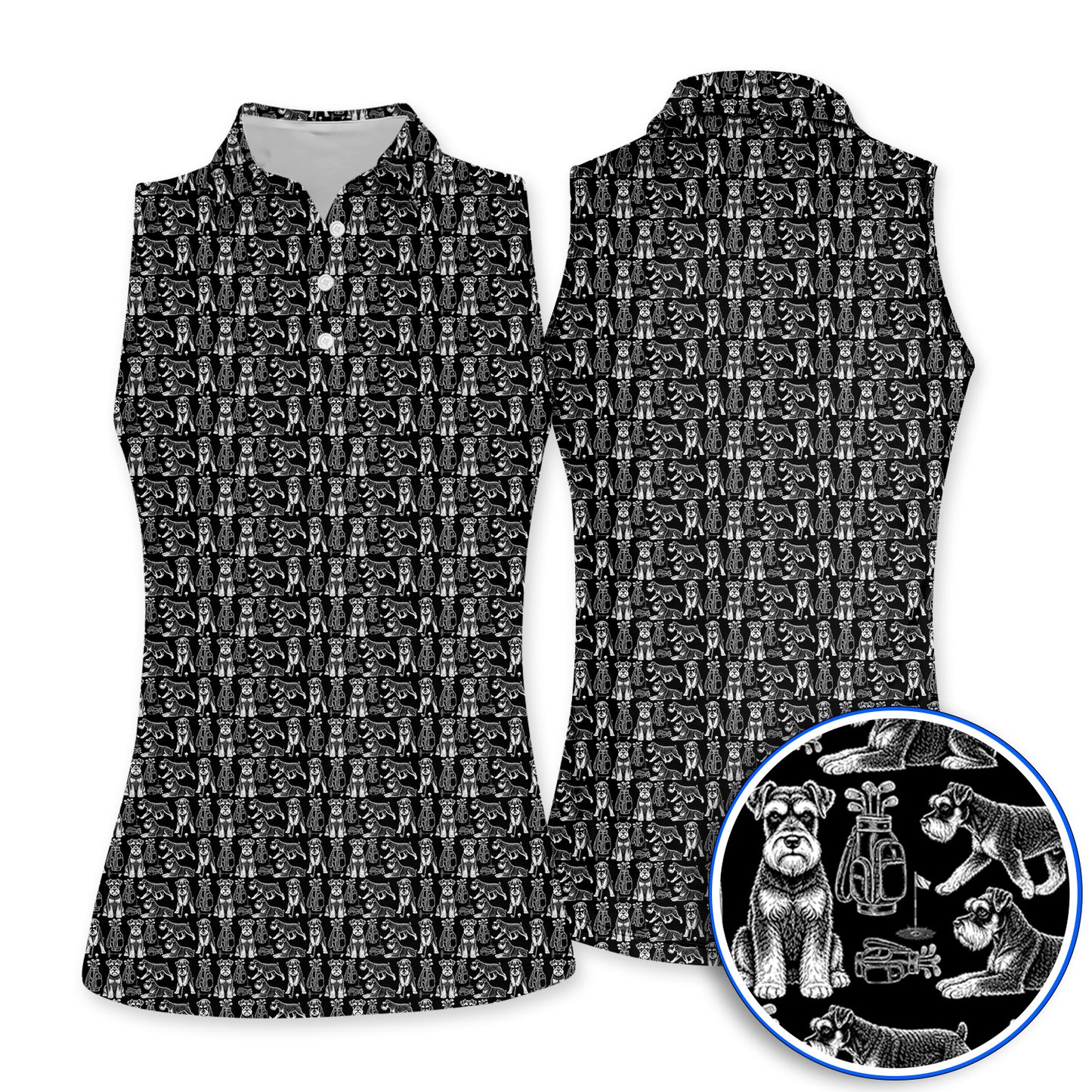 Miniature Schnauzer Golf Polos, Retro Schnauzer Golf Shirt, Crazy Golf Gift For Golfer
