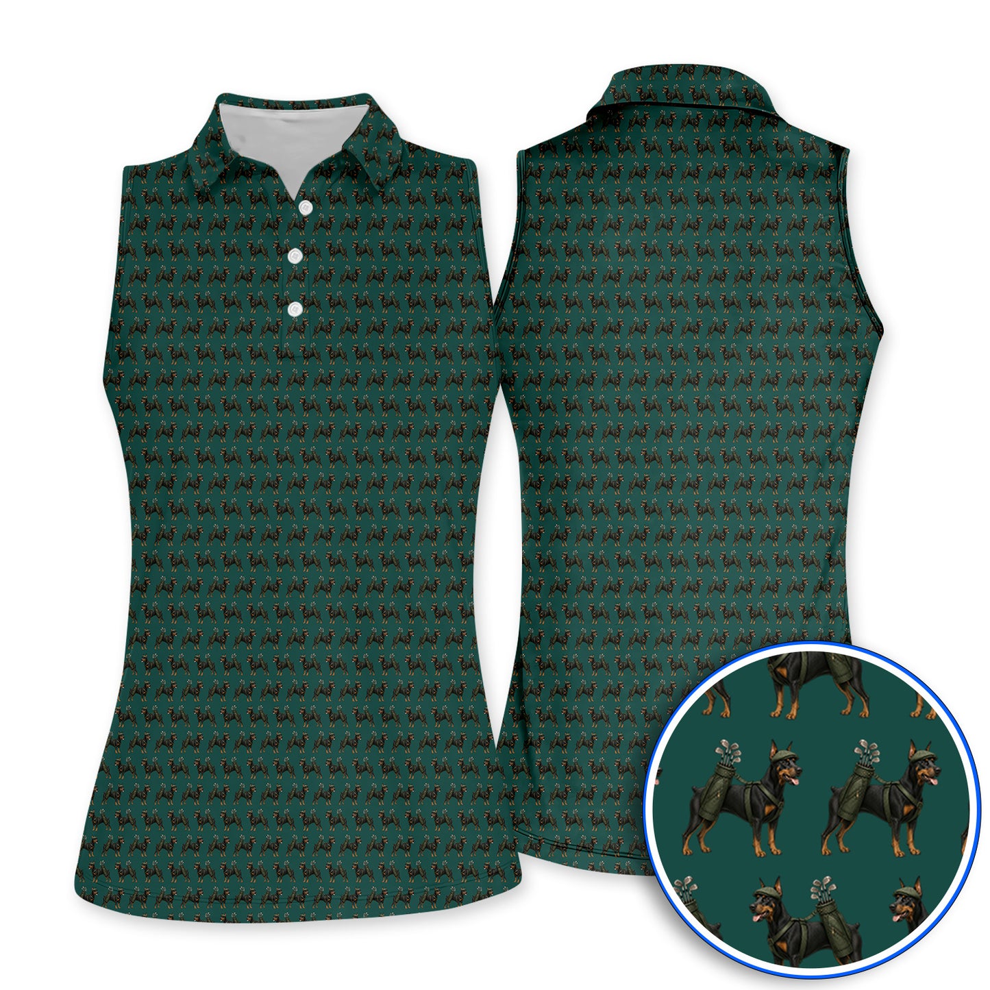 Doberman Golf Polos, Crazy Doberman Pattern Golf Shirt, Dog Lover Golf Gift
