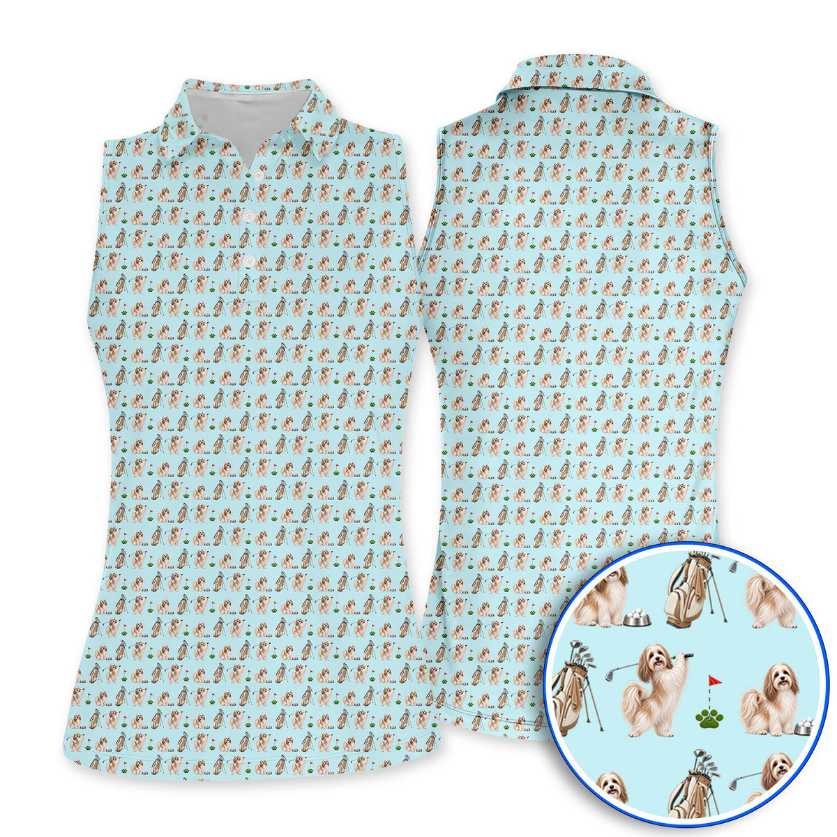 Havanese Golf Polos, Funny Havanese Pattern Golf Shirt, Golf Gift For Dog Lovers