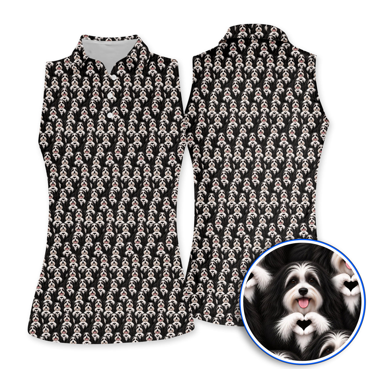 Havanese Dog Pattern Golf Polos, Cute Havanese Lover Golf Shirt, Funny Dog Golf Gift For Golfers