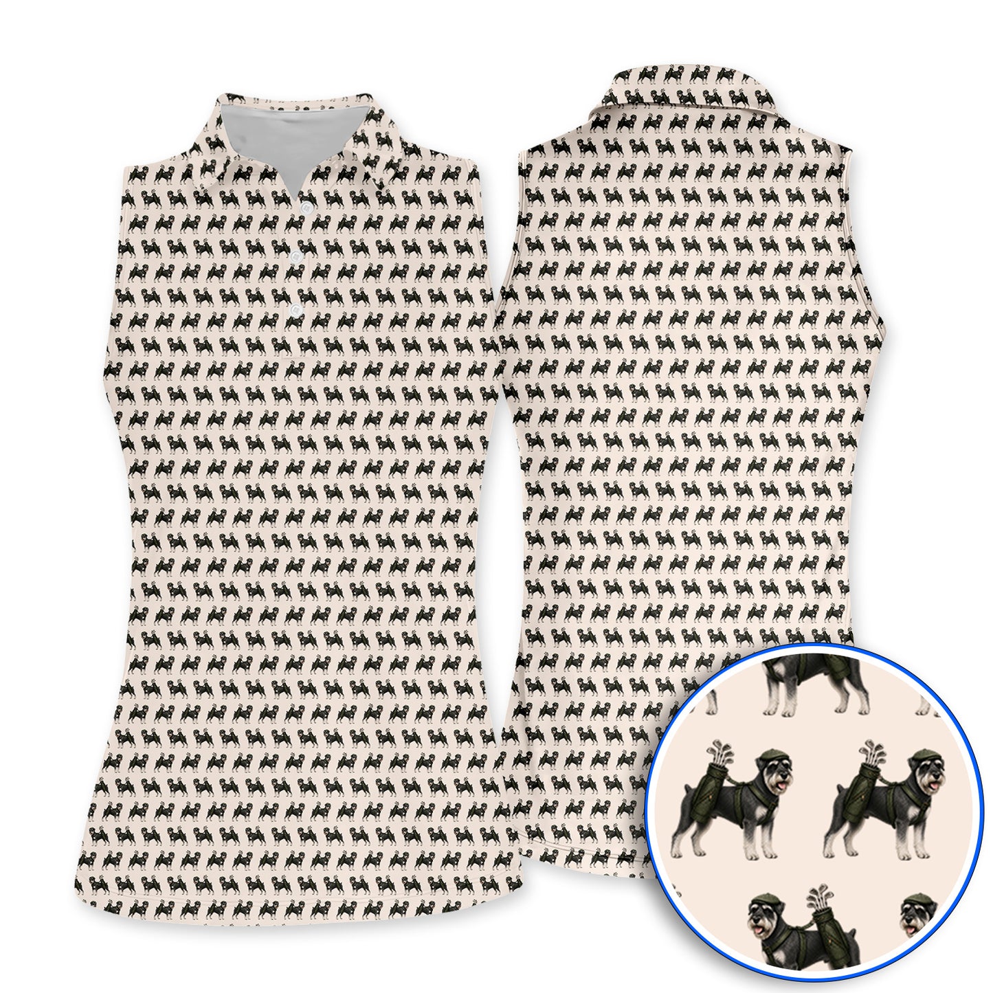 Miniature Schnauzer Golf Cart Shirt, Funny Golf Schnauzer Pattern Golf Polos, Gift For Golf Lovers