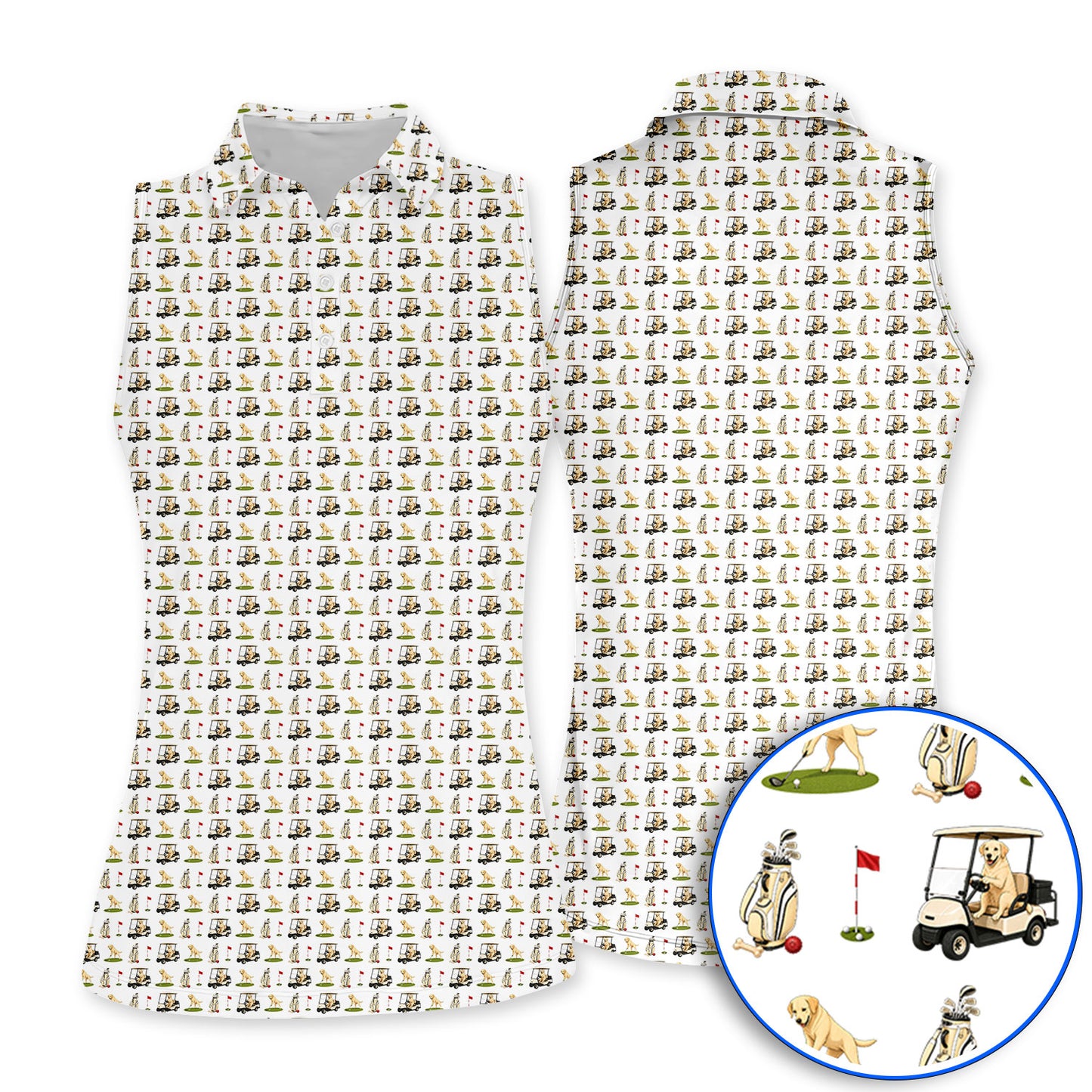 Funny Labrador Pattern Golf Shirt, Labrador Driving Golf Cart Polos, Unique Dog Lover Gift For Golfer