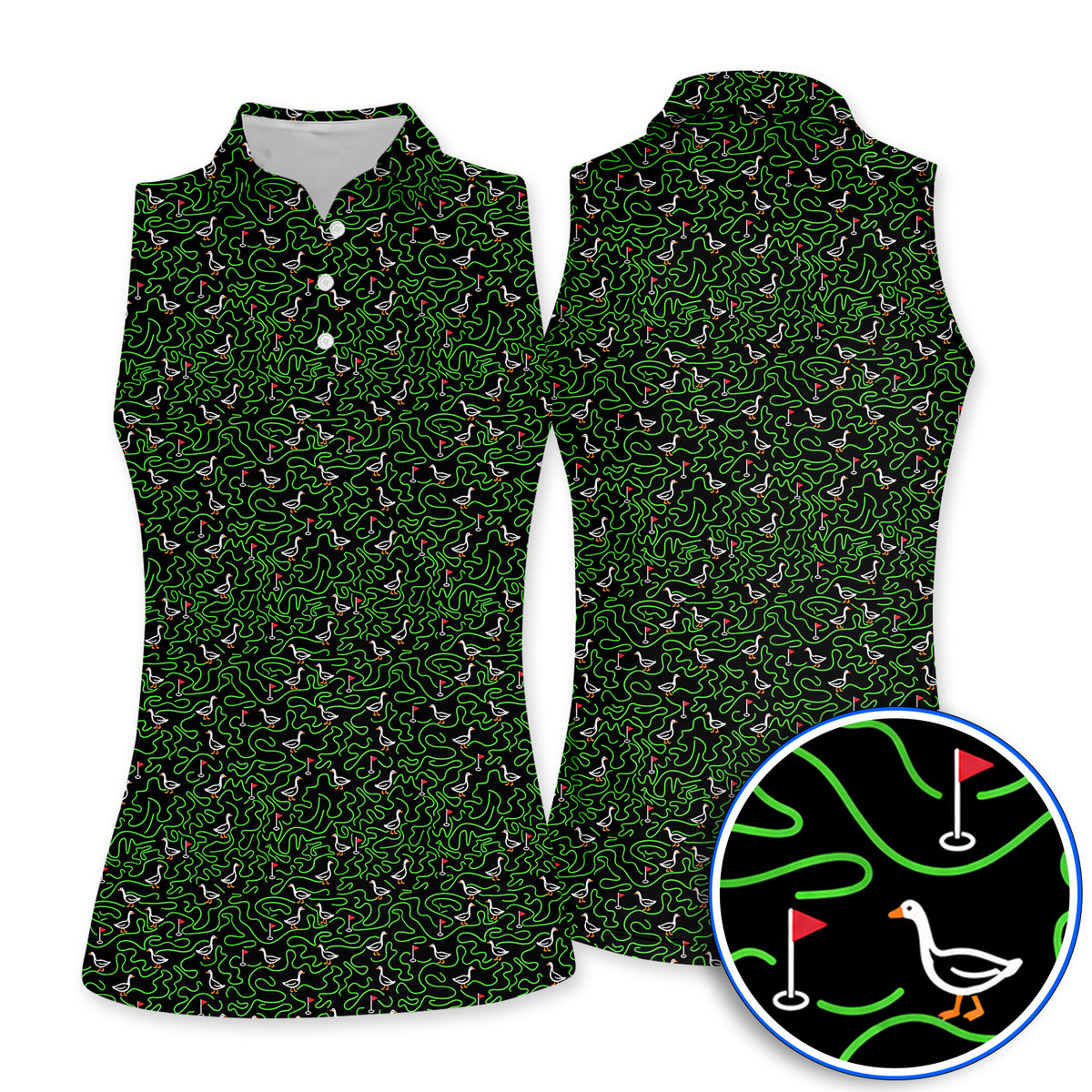 Goose Pattern Golf Shirt, Funny Goose & Golf Polos, Golf Gift For Golfer