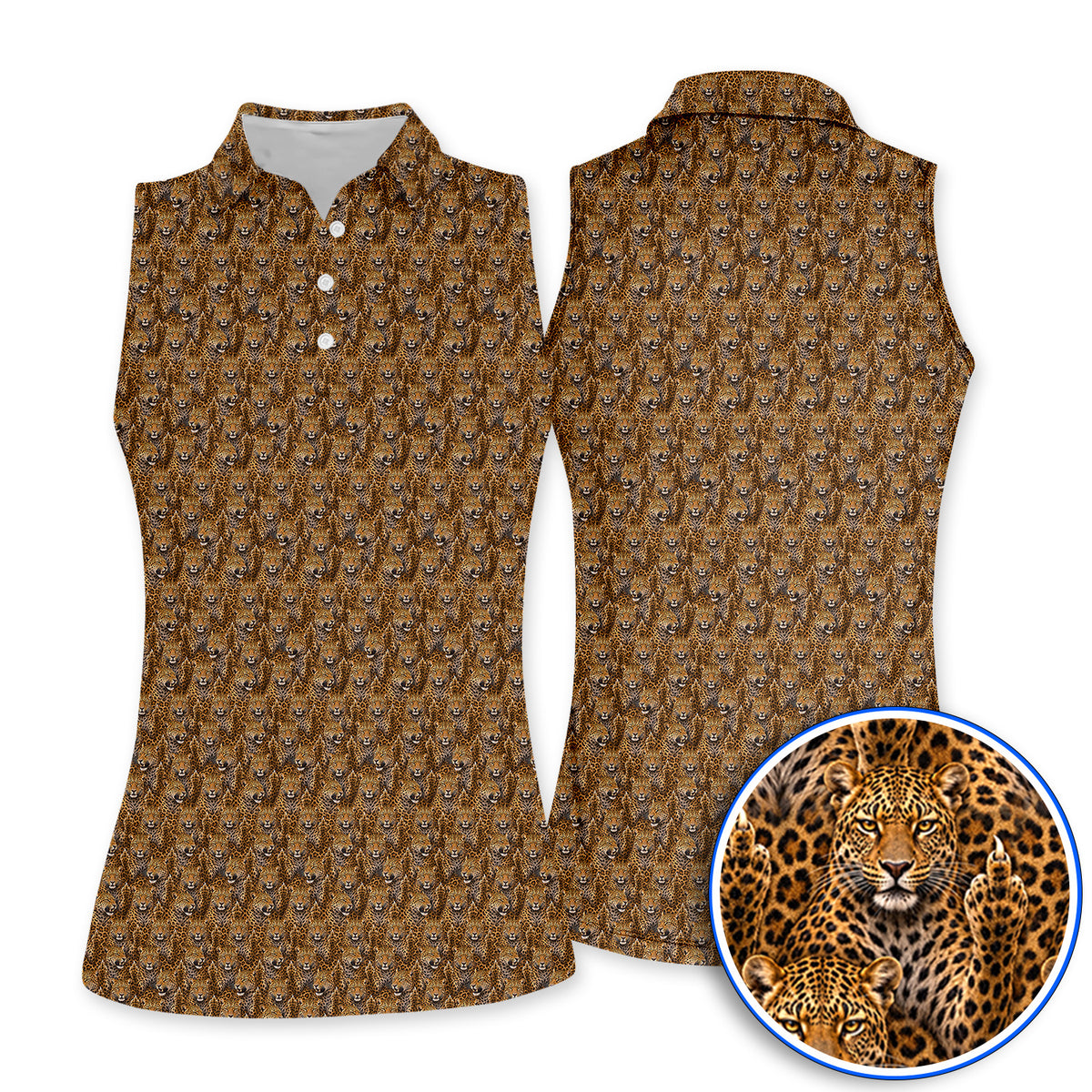 Funny Leopard Golf Shirt, Bold Leopard Pattern Golf Polos, Wild Safari Gift For Golf Lovers