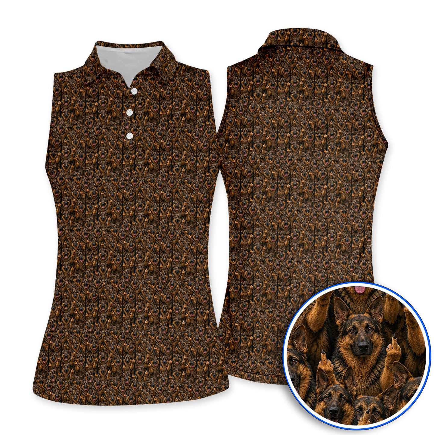 German Shepherd Pattern Golf Polos, Funny German Shepherd Shirt, Dog Lover Golf Gift