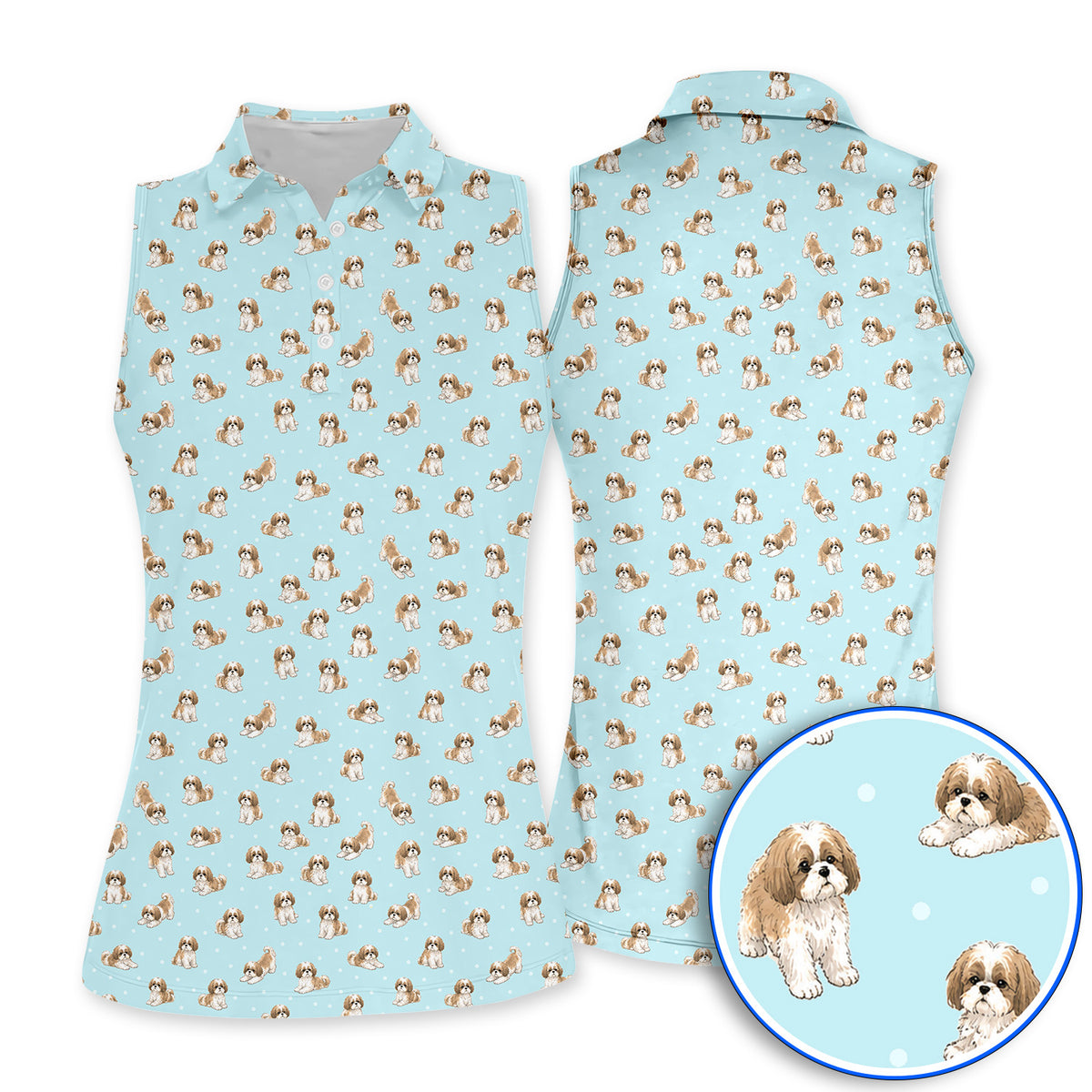 Funny Shih Tzu Golf Shirt, Cute Shih Tzu Pattern Golf Polos, Golf Gift For Golfer