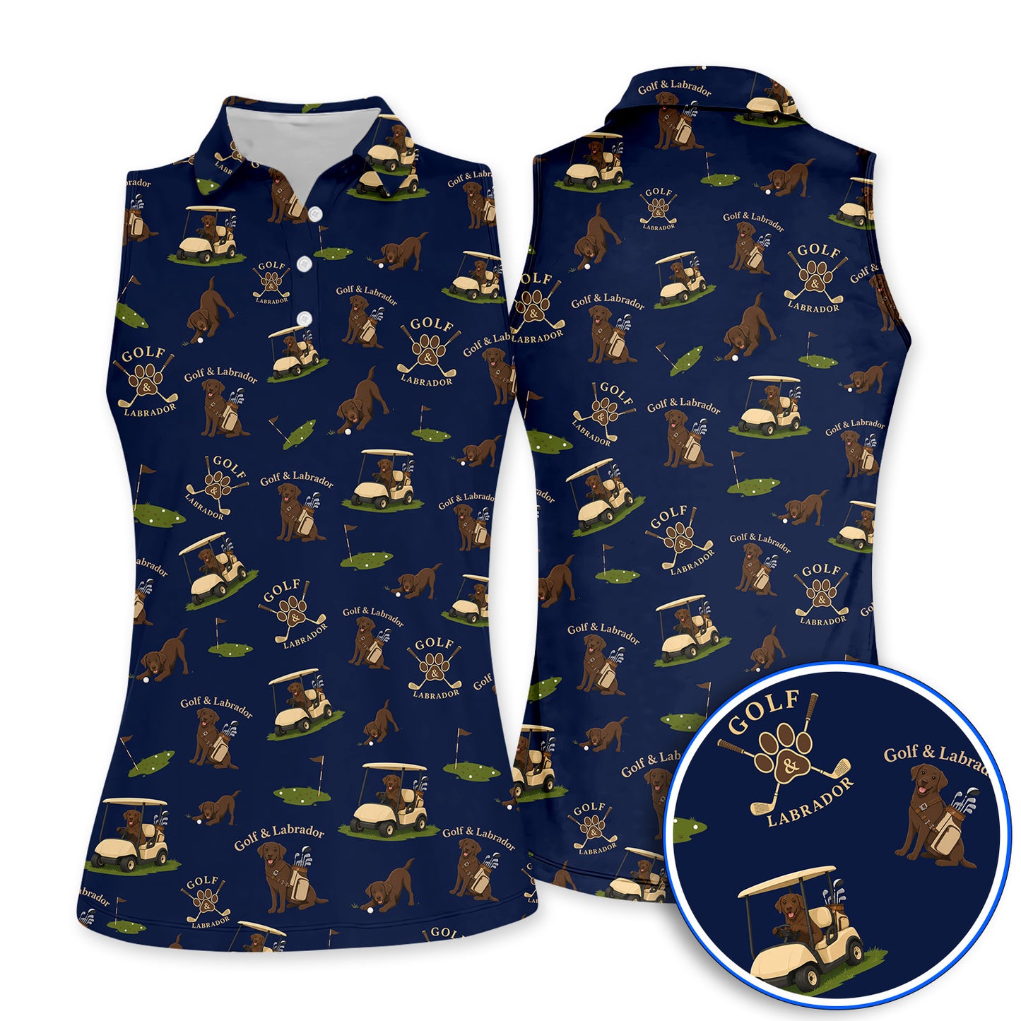Labrador Pattern Golf Polos , Funny Dog Golf Shirt, Crazy Golf Gift For Golfer