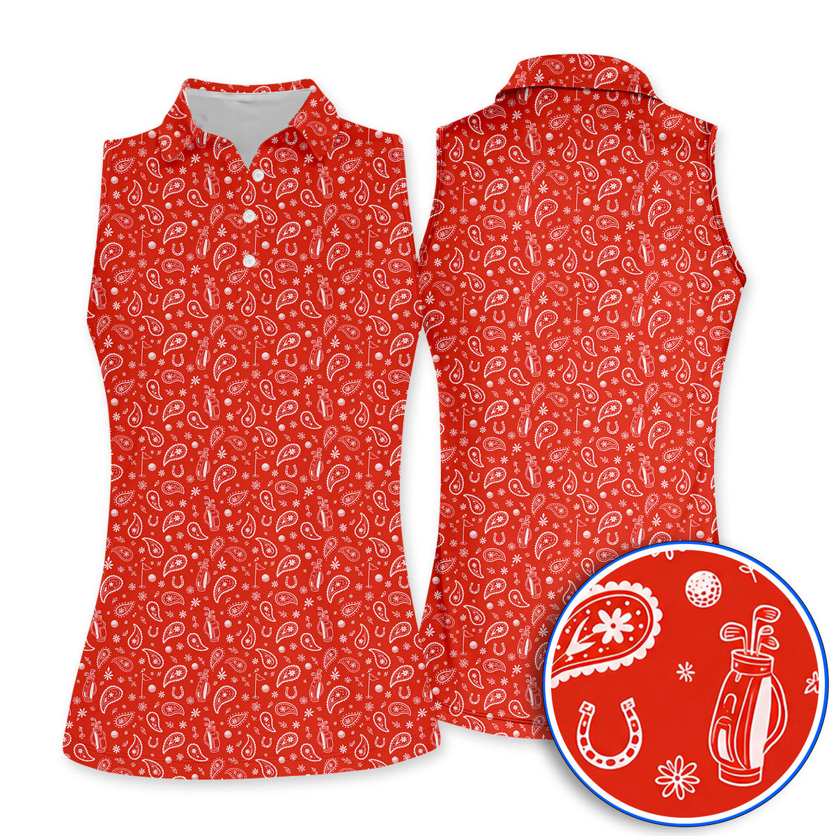 Cowgirl Paisley Pattern Golf Polos, Pink Western Golf Shirt, Cute Paisley Golf Gift For Golfers