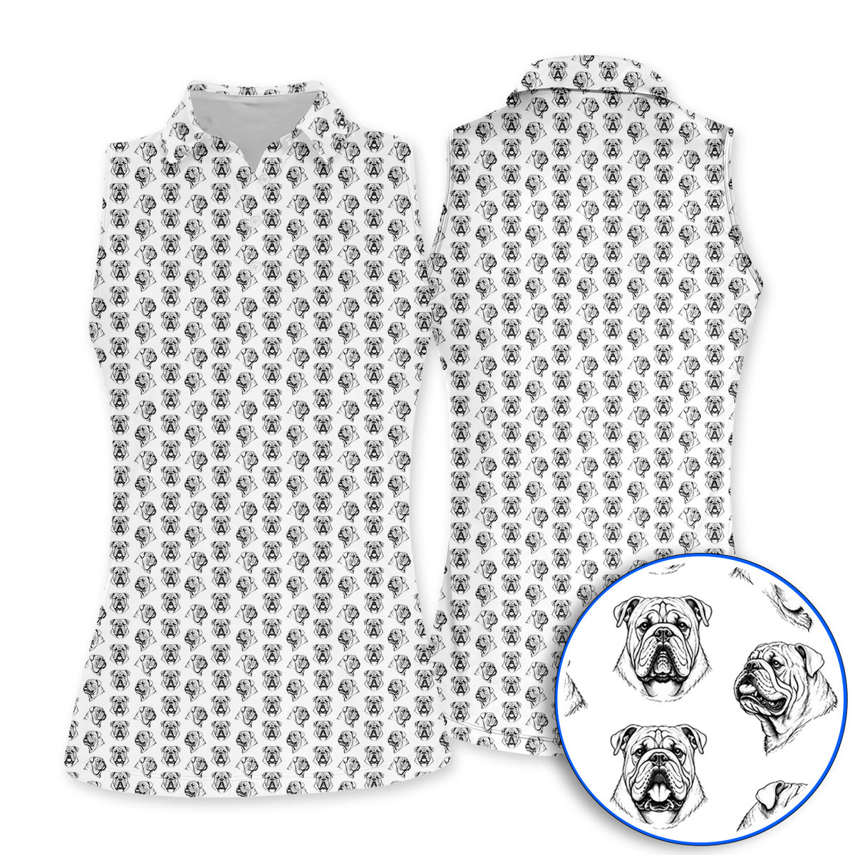 English Bulldog Golf Pattern Polos, Bulldog Golf Shirt, Crazy Golf Gift For Golfers