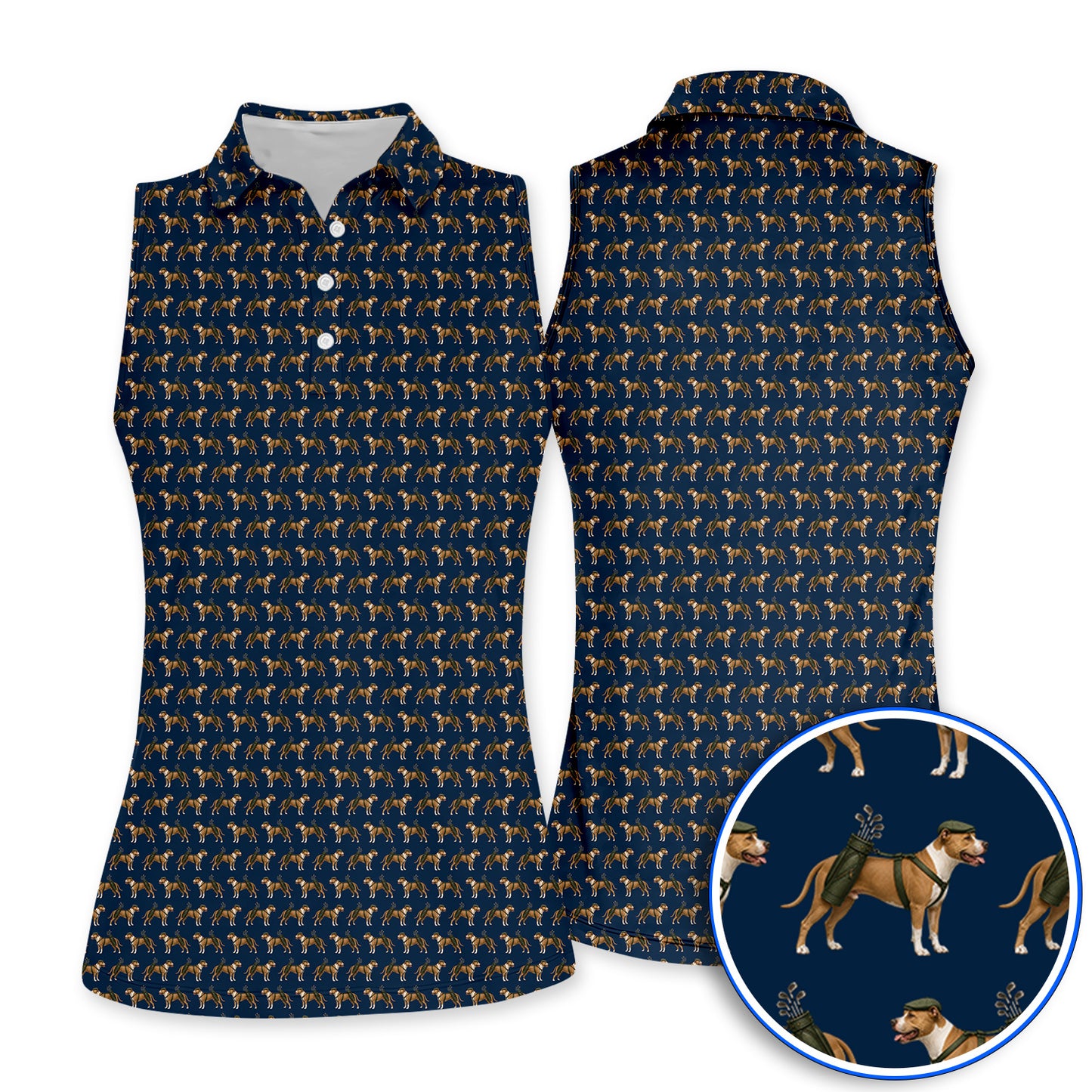 Funny Pit Bull Terrier Golf Polos, Pit Bull Pattern Golf Shirt, Golf Gift for Dog Lovers
