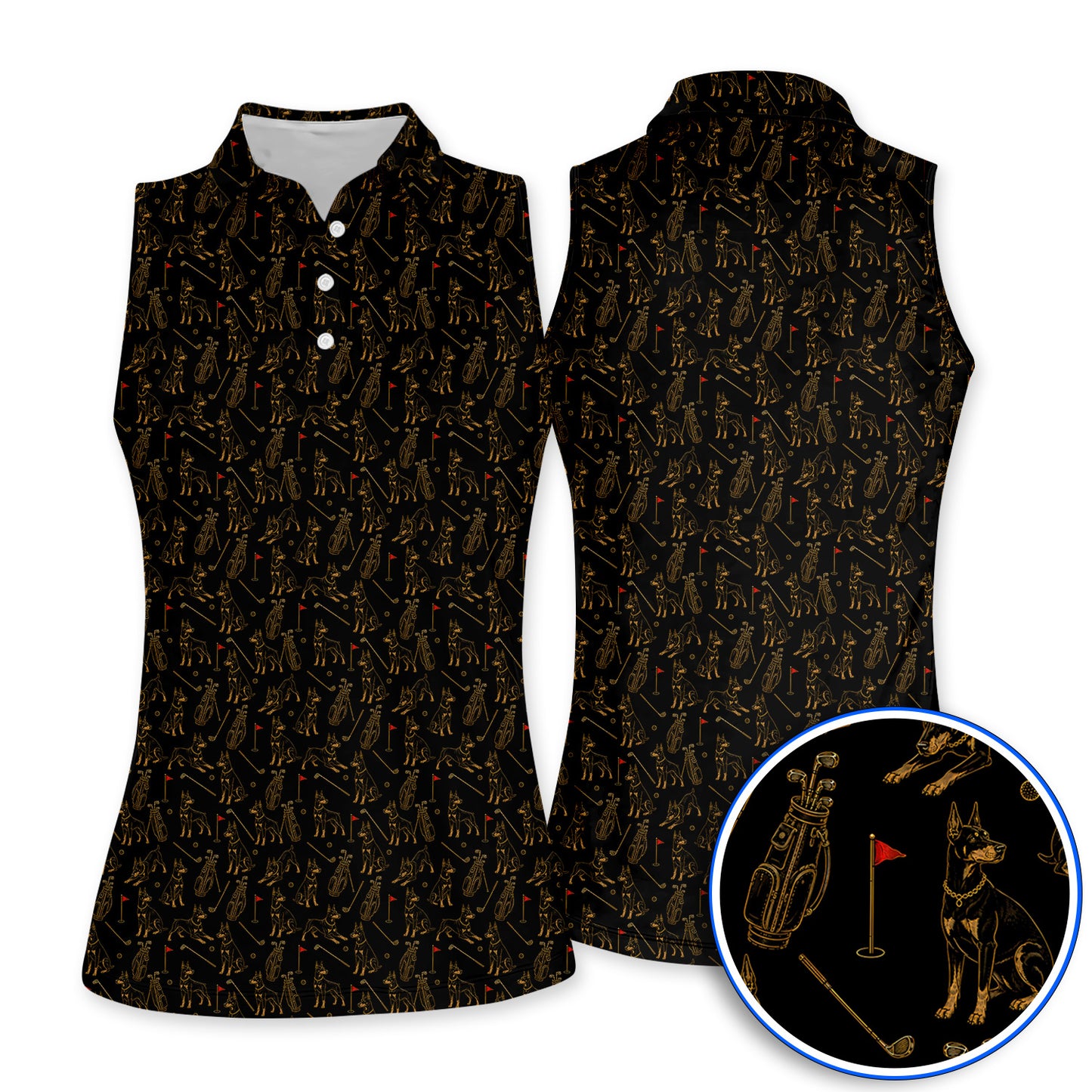 Crazy Doberman Golf Polos, Doberman Pattern Golf Shirt, Golf Gift For Golfer