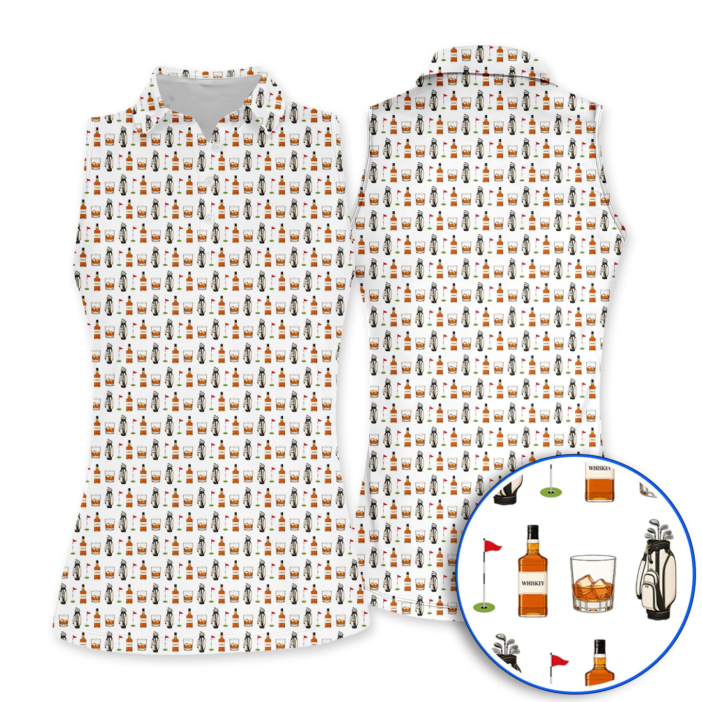 Whiskey Pattern Golf Polos, Bourbon Golf Shirt, Whiskey Golf Lover Gift