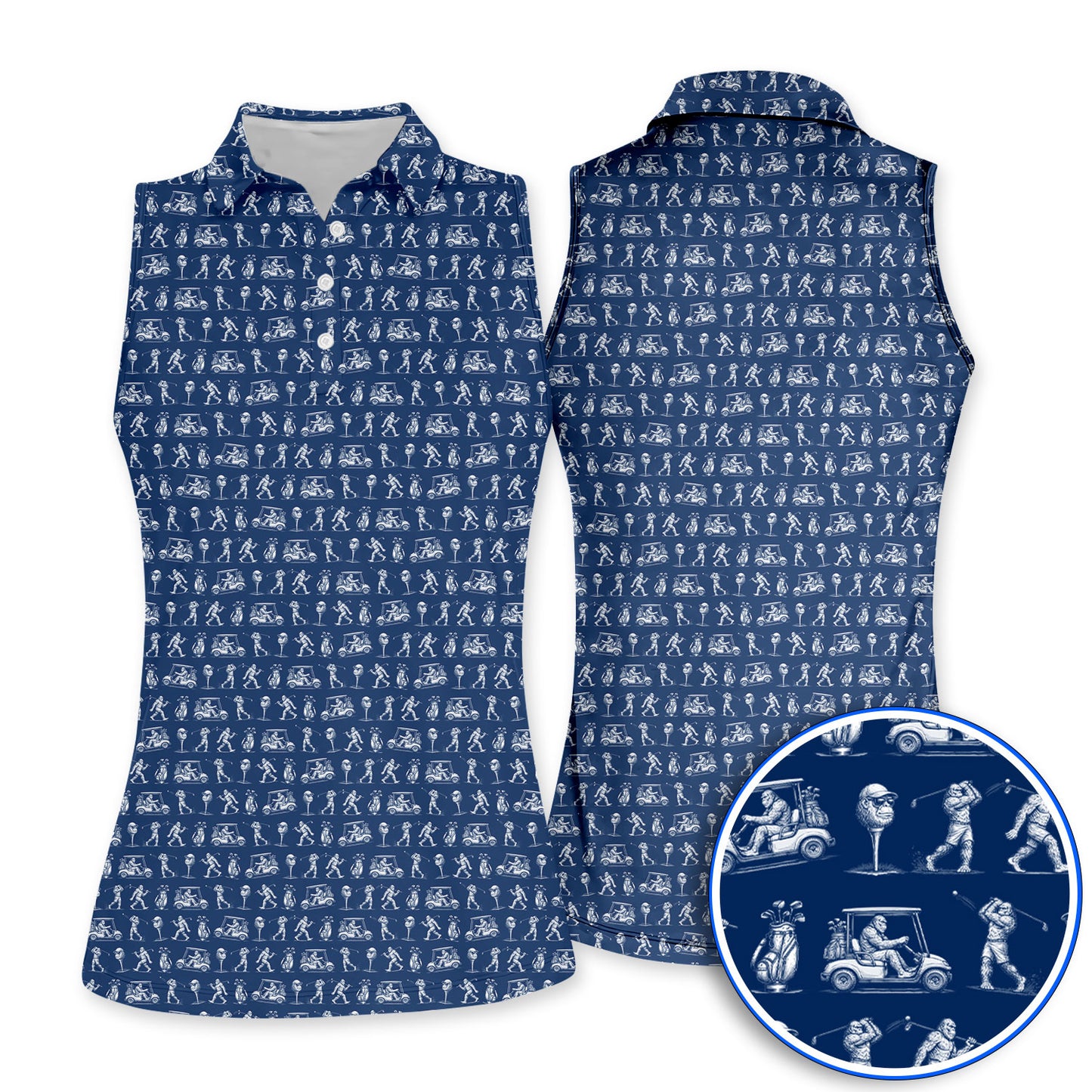Funny Bigfoot Pattern Golf Polos, Sasquatch Golf Shirt For Men, Crazy Golf Gift For Golfer
