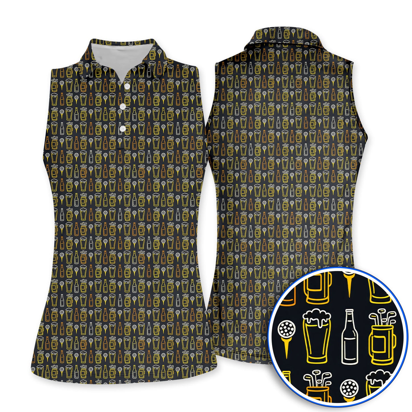 Funny Golf And Beer Pattern Shirt, Crazy Golf Polos For Men, Golf Gift For Golfer