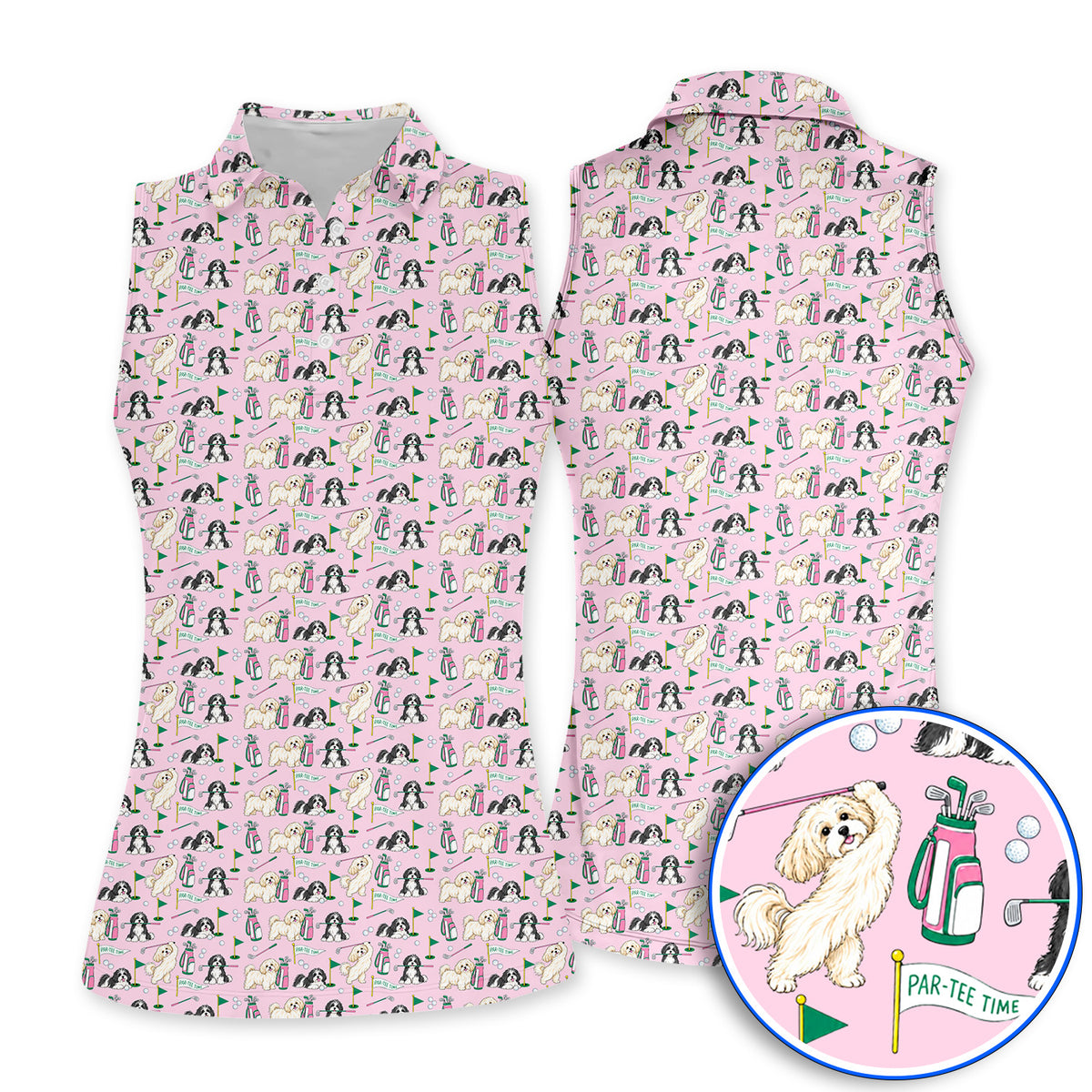 Havanese Pattern Golf Polos, Cute Havanese Golf Shirt, Crazy Golf Gift for Golfer