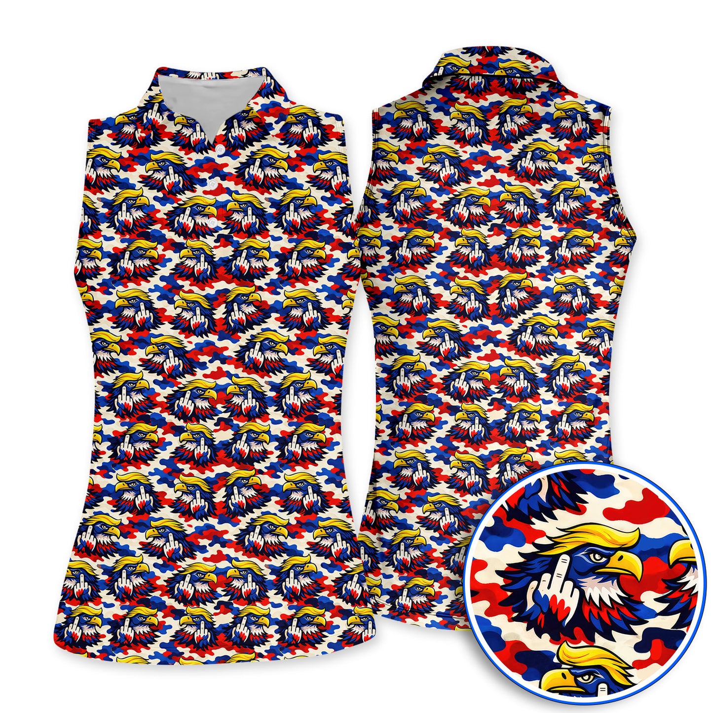 Funny American Eagle Pattern Golf Shirt, America 250th Patriotic Golf Polos, Golf Gift For Golfer
