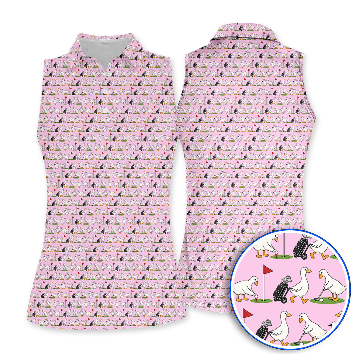 Cute Goose Golf Pattern Polos, Goose Golf Shirt, Crazy Golf Gift for Golfers