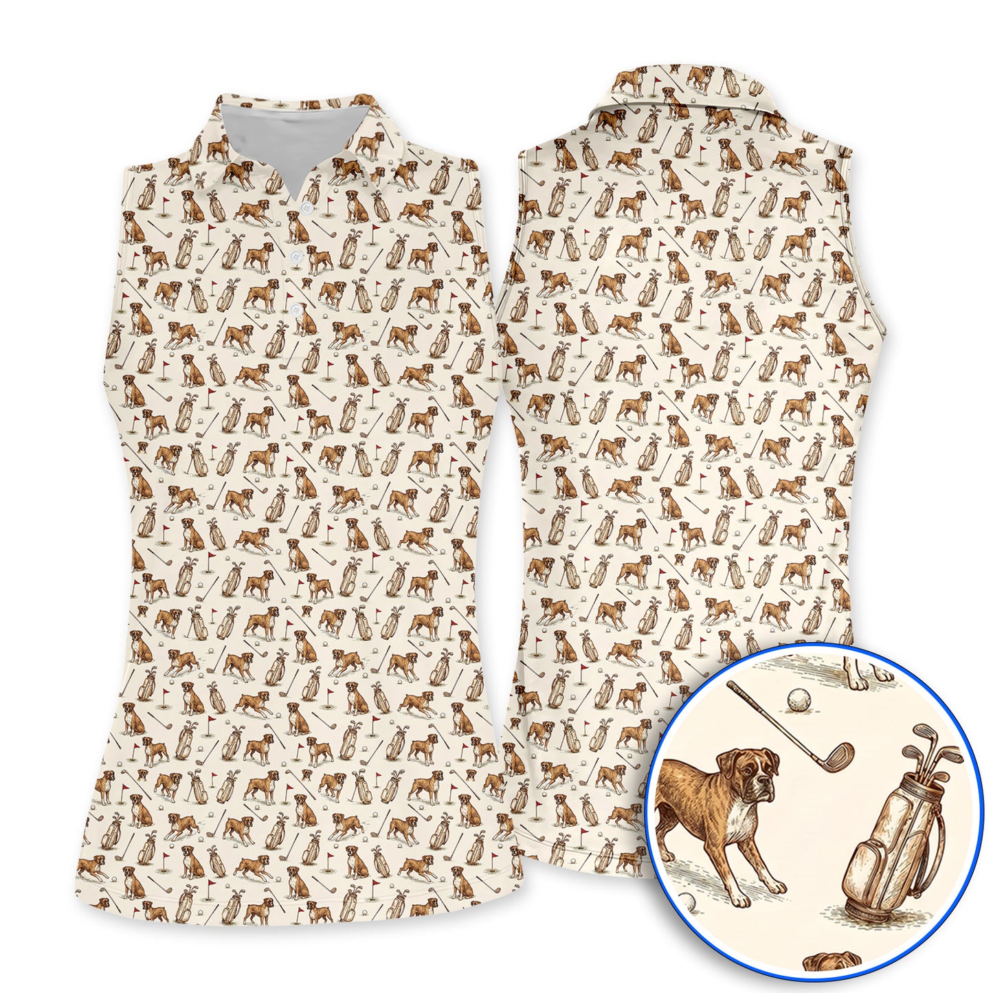 Boxer Autumn Golf Polos, Boxer Pattern Golf Shirt for Dog Lovers, Crazy Golf Gift for Golfers