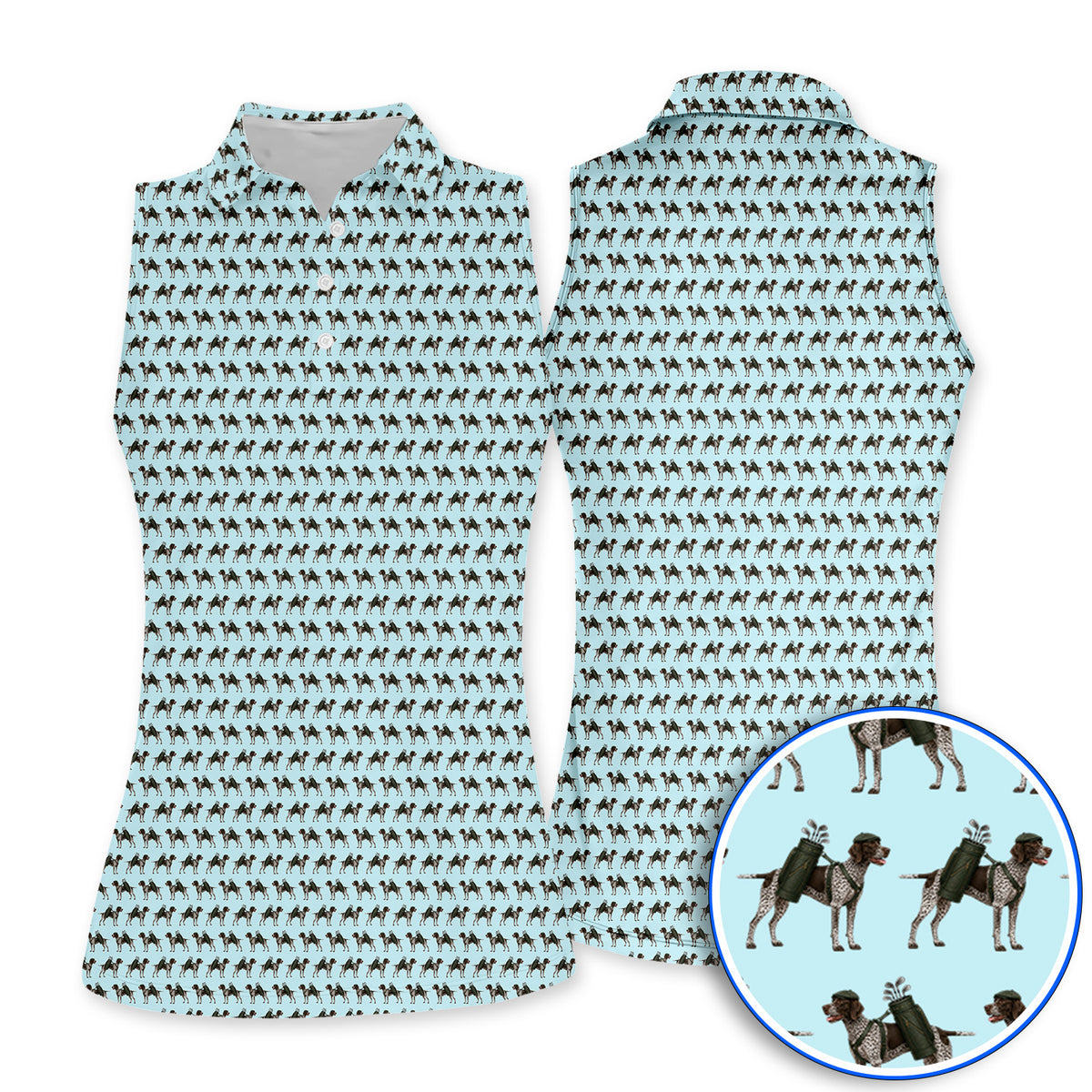 Crazy German Shorthaired Pointer Golf Shirt, Pointer Pattern Golf Polos, Golf Gift For Golfer