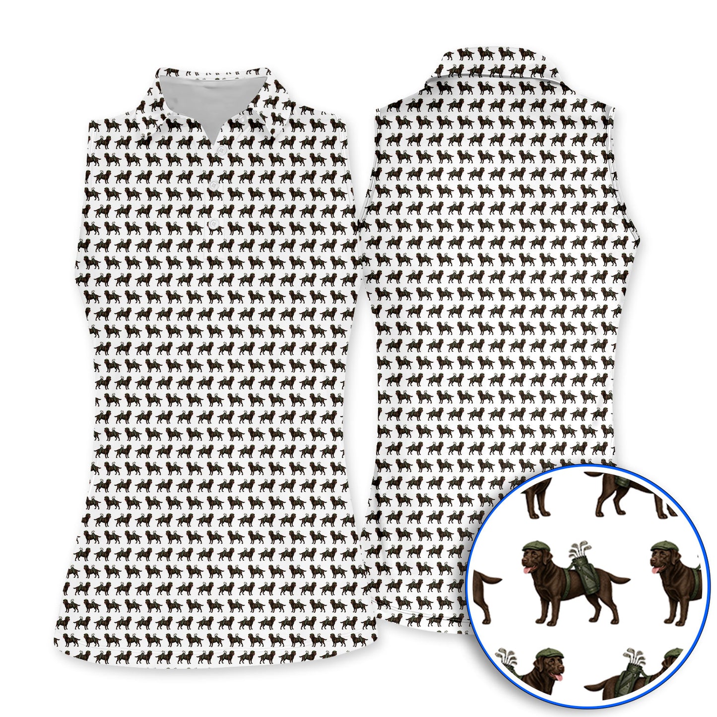Funny Chocolate Labrador Pattern Golf Shirt, Chocolate Lab In Golf Hat Polos, Unique Dog Lover Gift For Golfer
