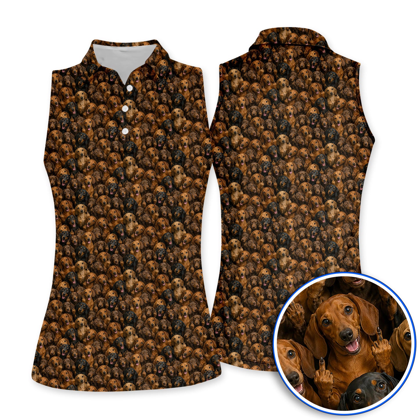 Funny Dachshund Golf Shirt, Wiener Dog Pattern Golf Polos, Doxie Lover Gift For Golfer