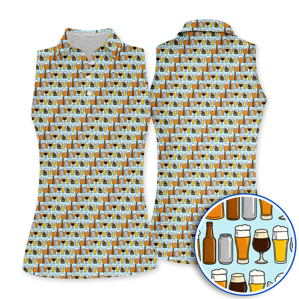 Beer Pattern Golf Polos, Funny Beer Lover Golf Shirt, Golf Gift For Beer Lovers