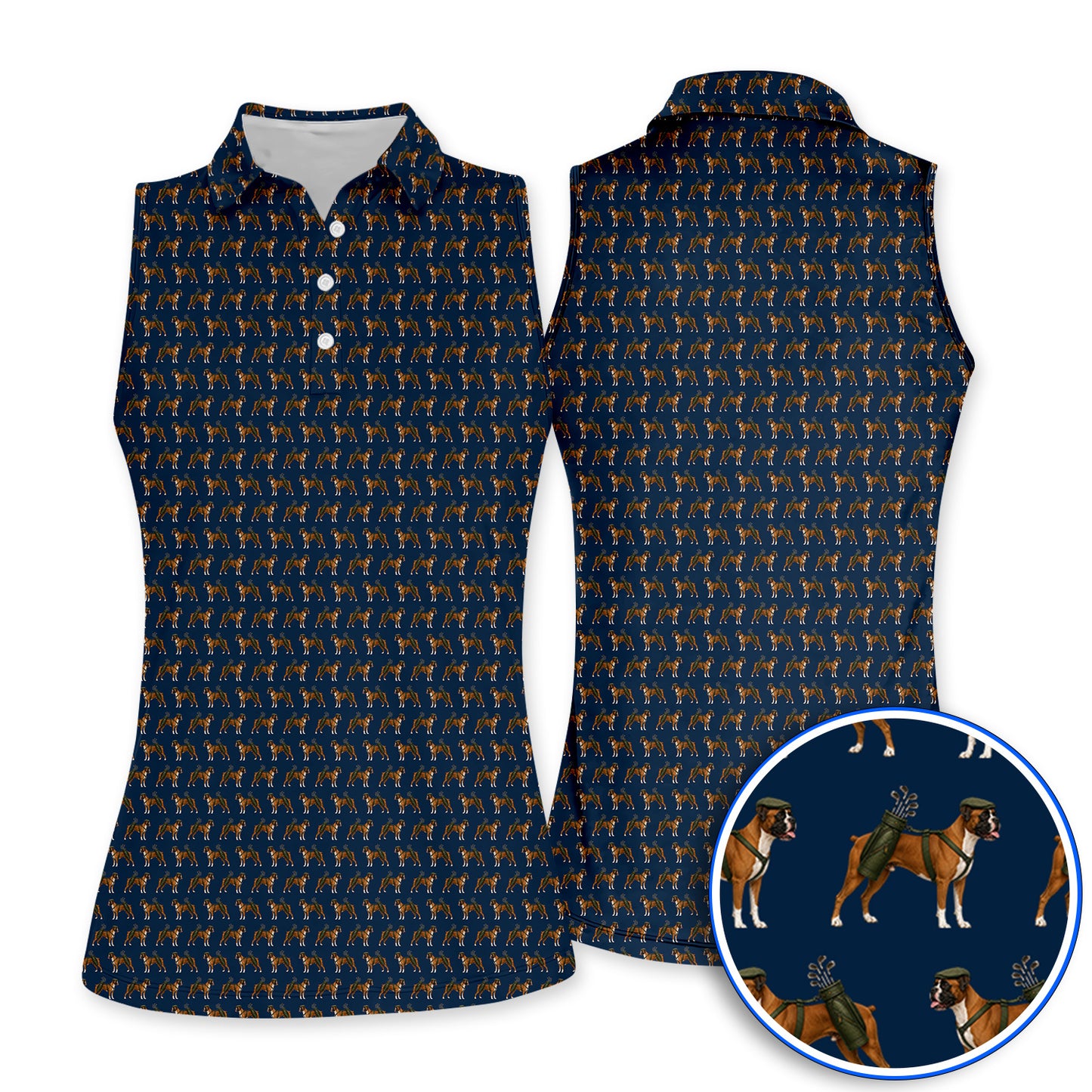Boxer Dog Golf Polos, Boxer Pattern Golf Shirt for Golfer, Golf Gift For Dog Owners