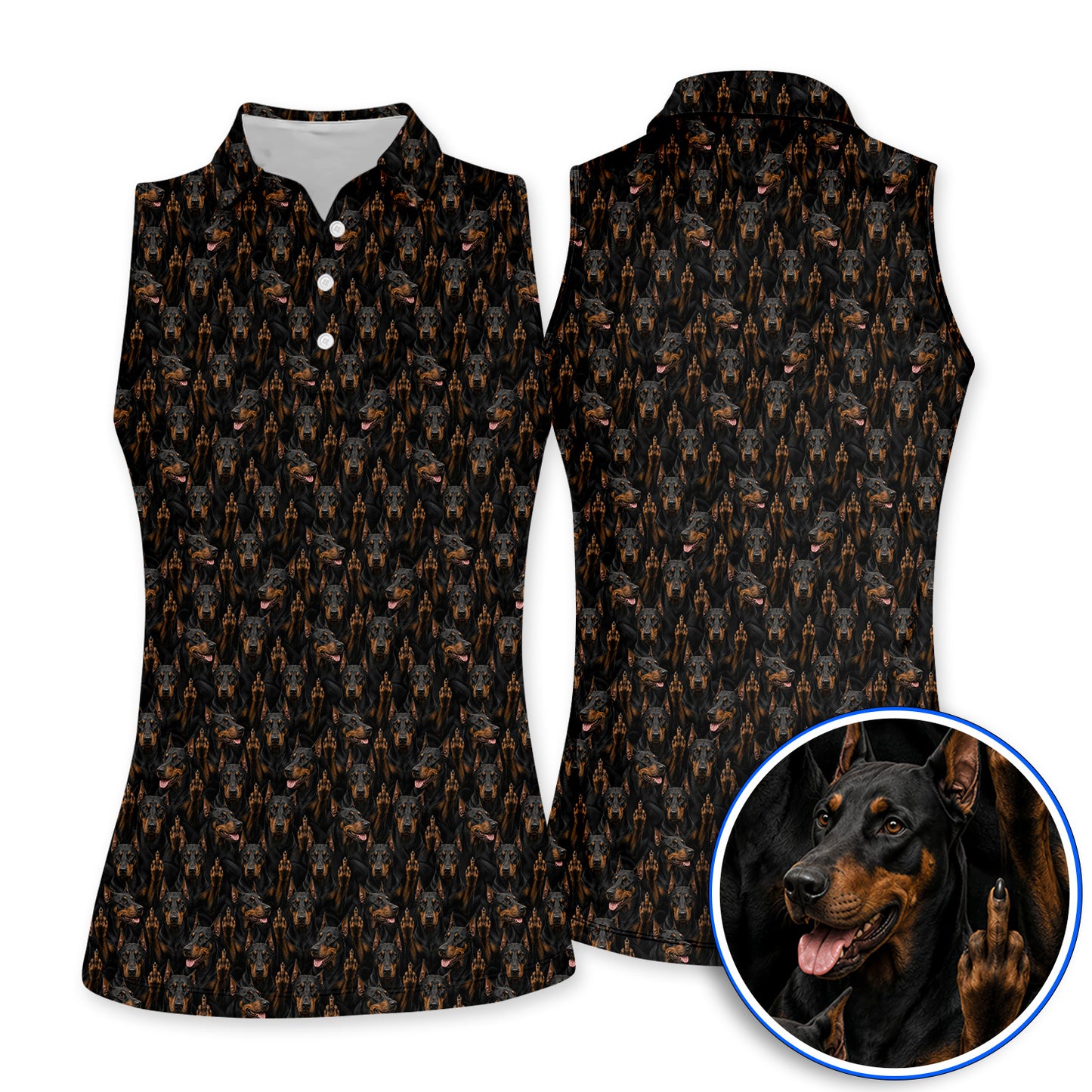 Doberman Golf Polos, Funny Doberman Pattern Golf Shirt, Golf Gift For Golfer