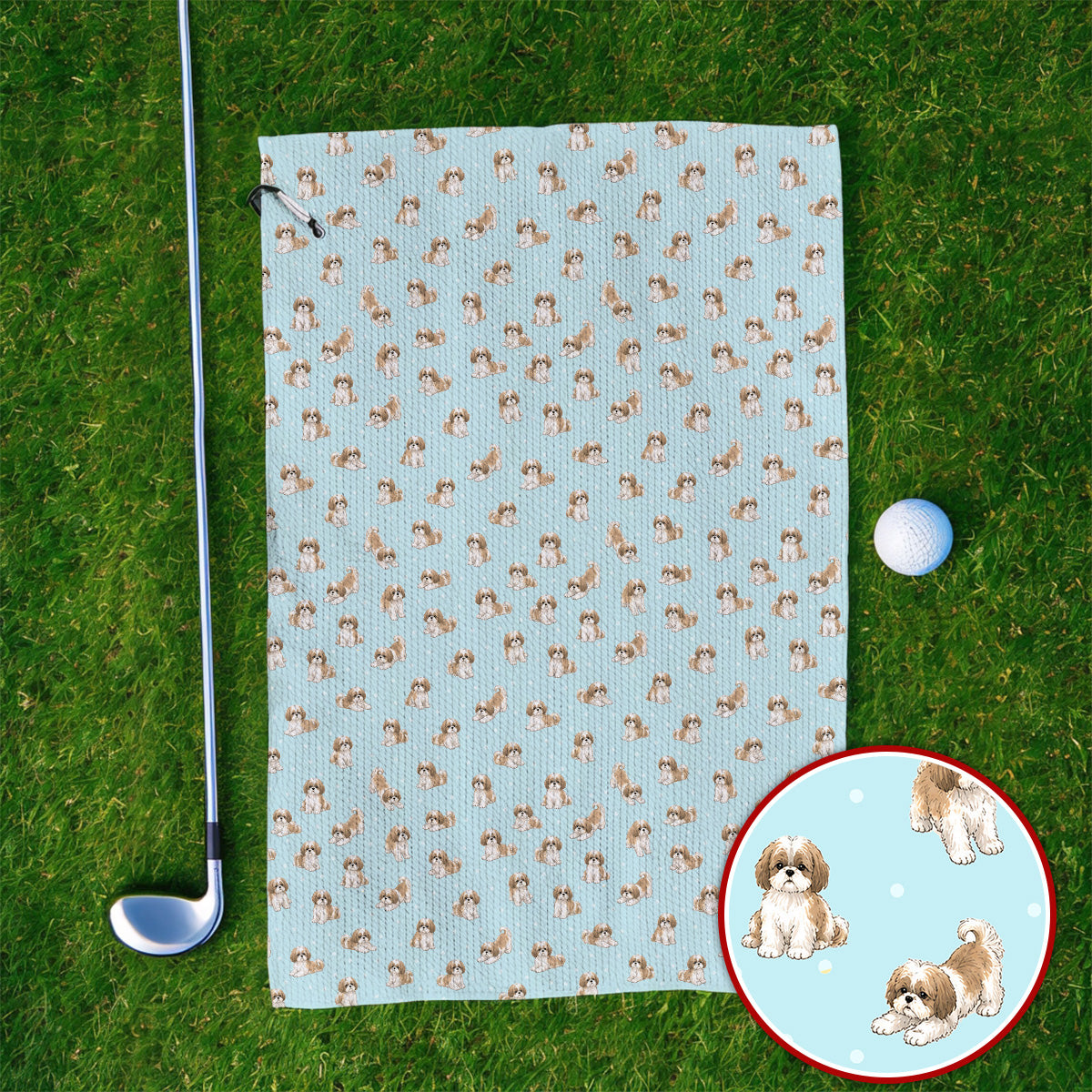 Funny Shih Tzu Golf Towels, Cute Shih Tzu Pattern Golf Towel, Golf Gift For Golfer