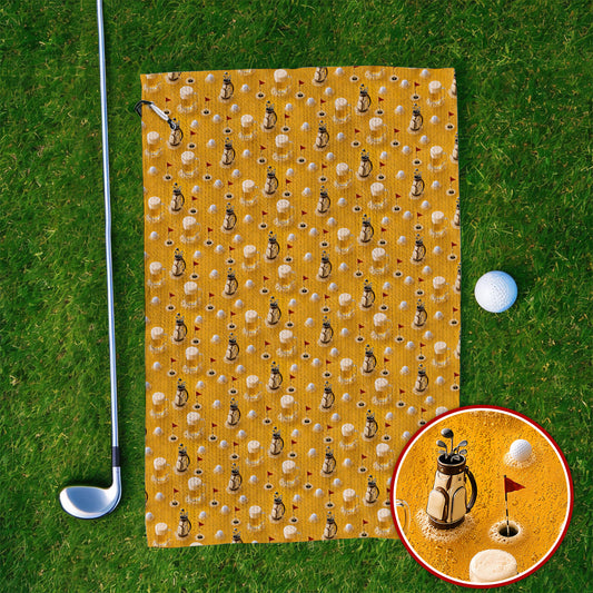 Crazy Golf And Beer Pattern Towel, Beer Lover Golf Towels, Golf Gift For Golfer