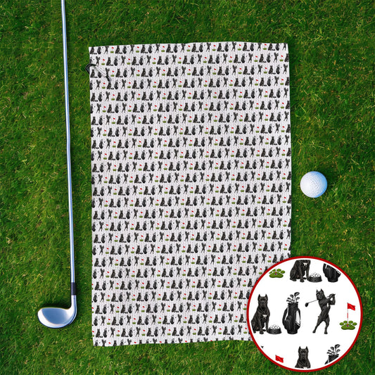 Cane Corso Golf Towel, Black Cane Corso Golf Pattern Towels for Dog Lovers, Funny Golf Gift for Golfers