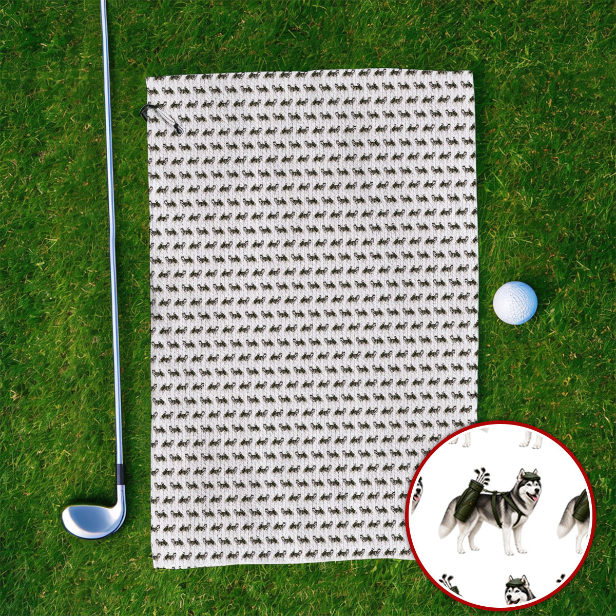 Husky Golf Towel, Husky Sibir Pattern Golf Towels For Golfer, Funny Golf Gift For Dog Lover