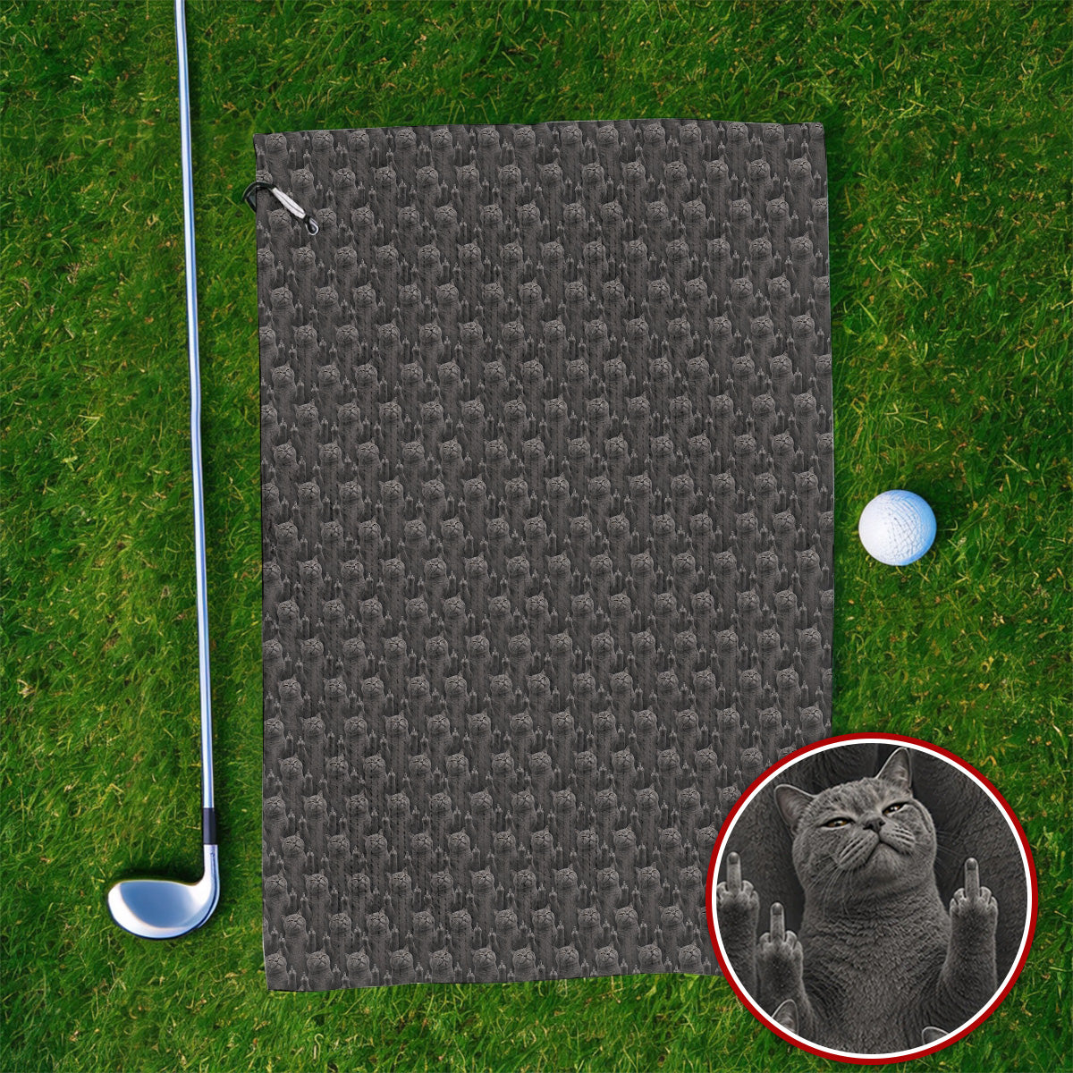 Cat Pattern Golf Towels, Funny Cats Golf Towel, Cat Lover Golf Shirts