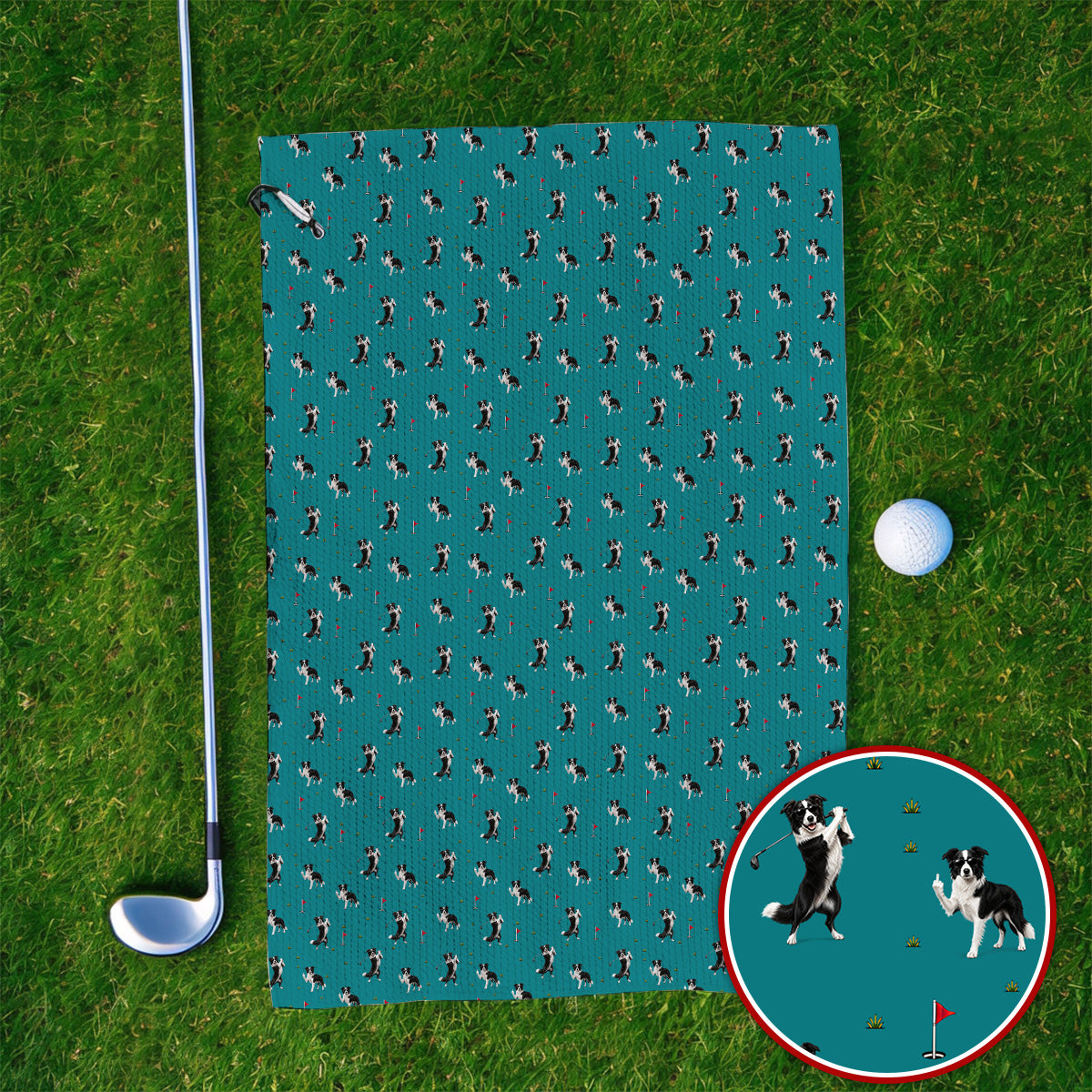 Border Collie Golf Towel, Border Collie Pattern Golf Towels For Golfer, Funny Golf Gift For Dog Lover