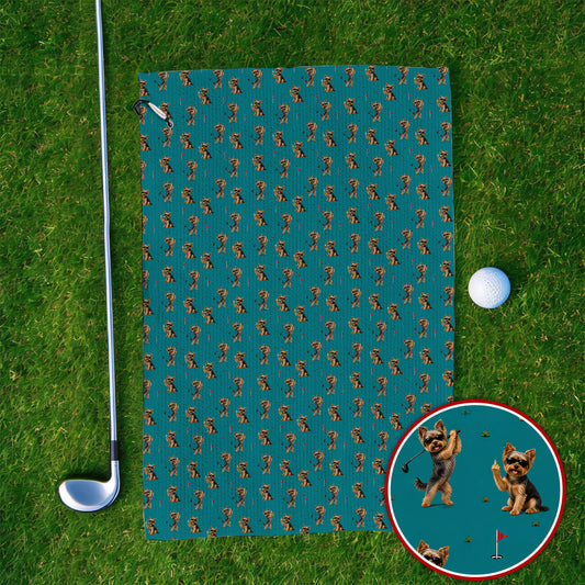 Funny Yorkshire Terrier Golf Towel, Cool Yorkie Pattern Golf Towels, Gift For Golf Lovers