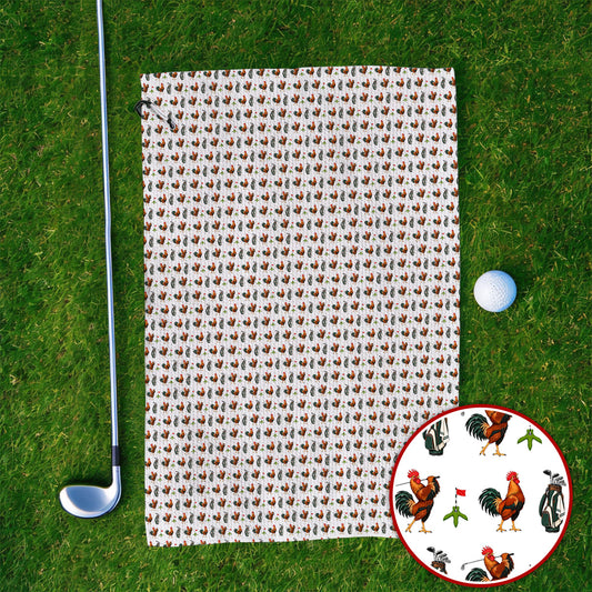 Funny Rooster Golf Towels, Rooster Pattern Golf Towel For Chicken Lovers, Golf Gift For Golfers