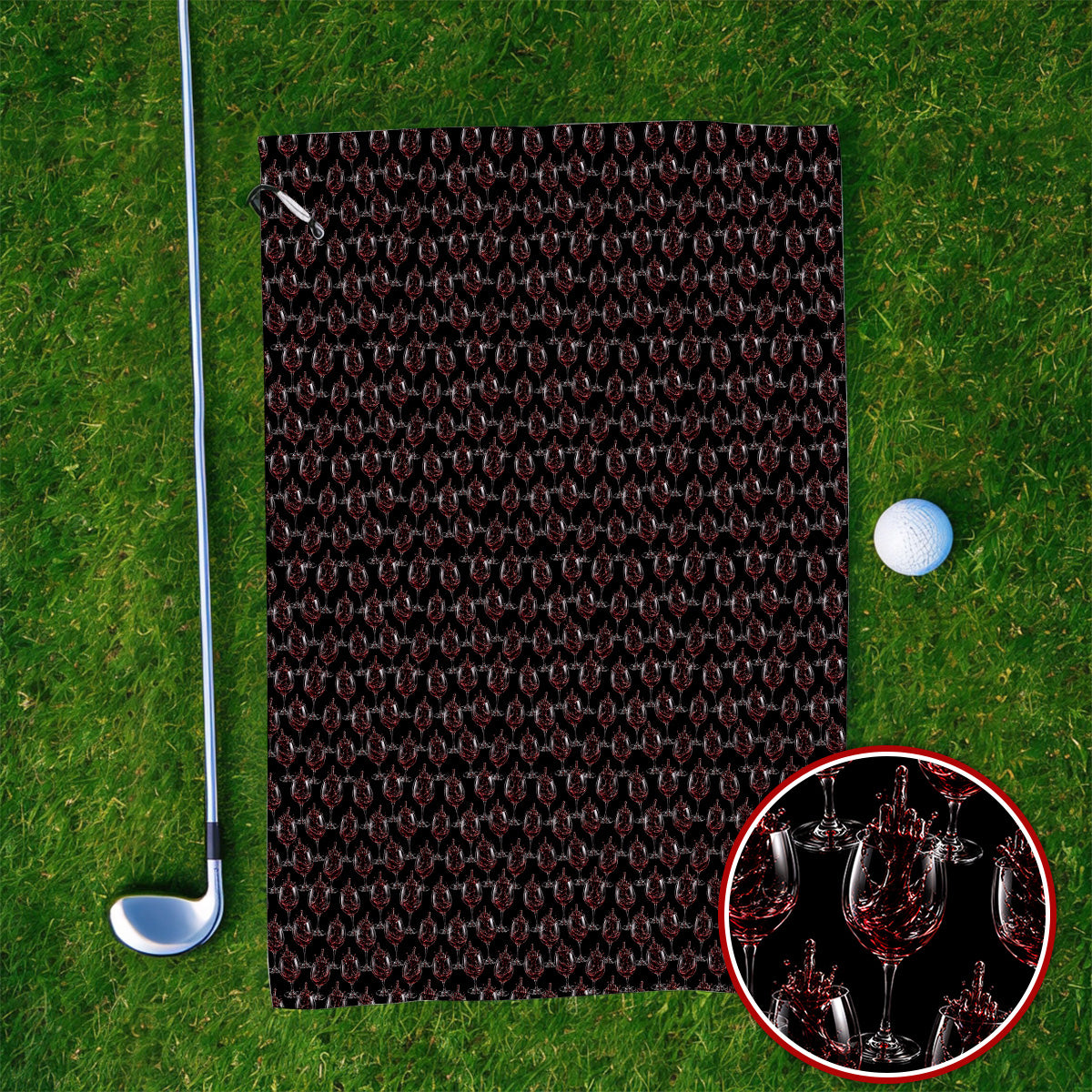 Cabernet Lover Golf Towels, Red Wine Pattern Golf Towel, Winery Inspired Golfer Gift