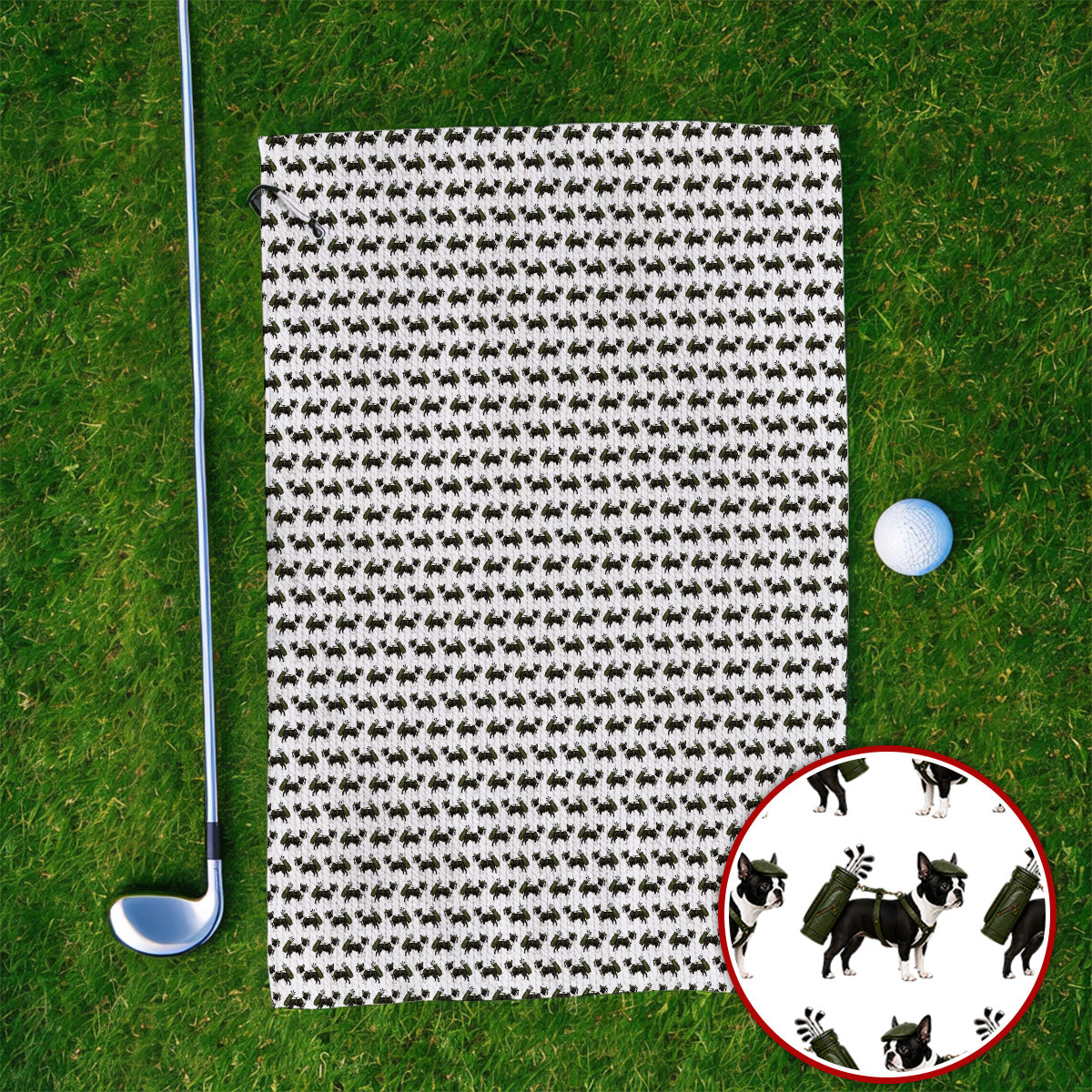 Crazy Boston Terrier Pattern Golf Towels, Boston Terrier Golf Towel, Golf Gift For Golfer
