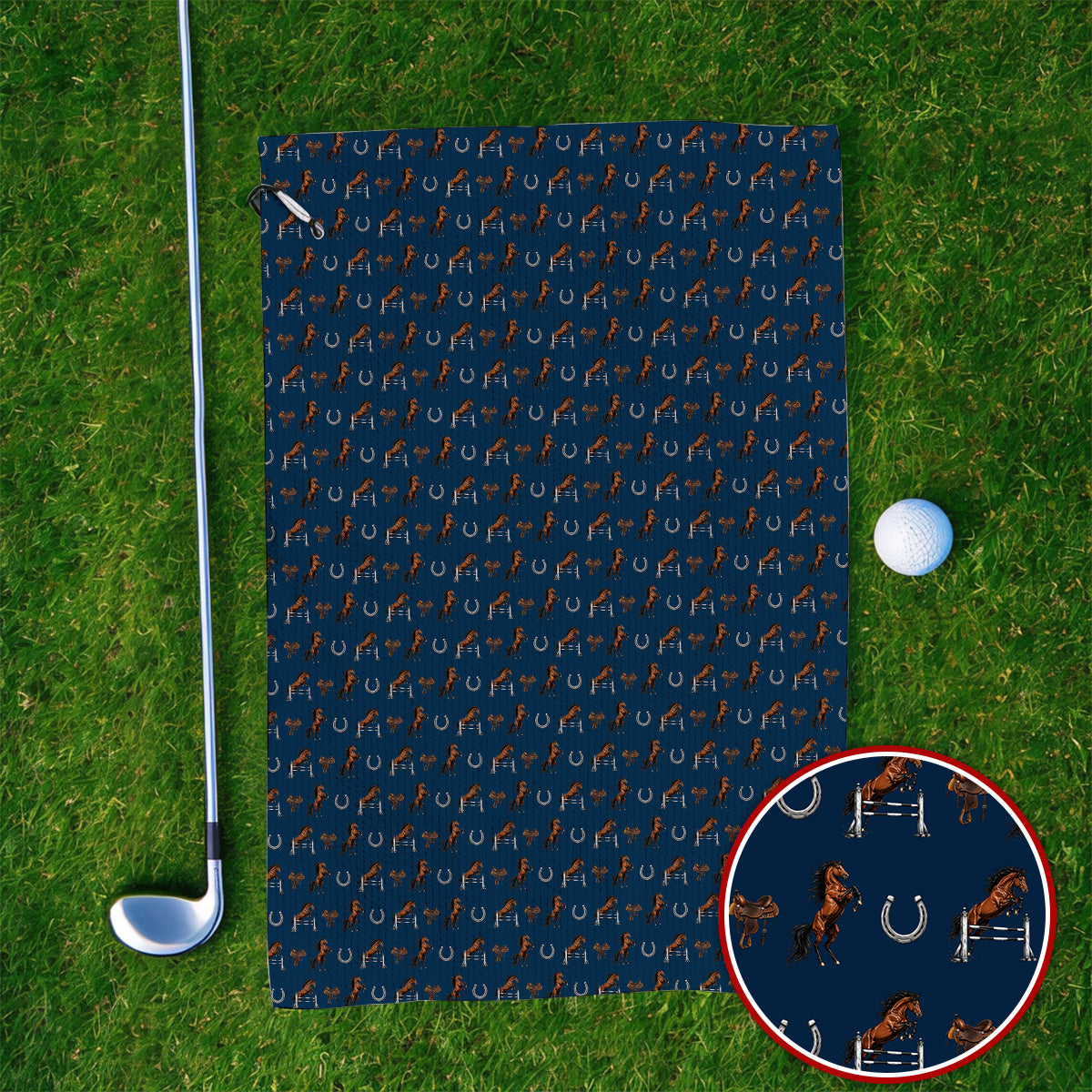 Funny Horse Golf Pattern Towel, American Quarter Horse Golf Towels, Western Horse Gift for Golfers