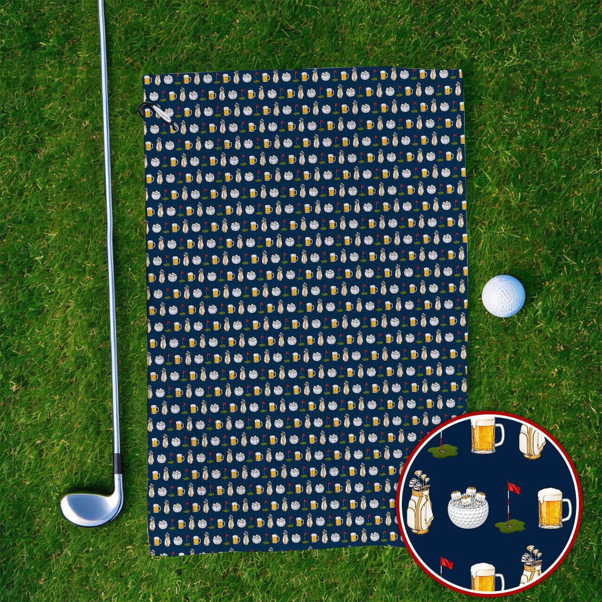 Crazy Beer Pattern Golf Towel, Beers Golf Towels, Golf Gift For Golfer