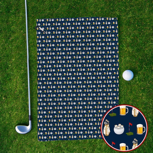 Crazy Beer Pattern Golf Towel, Beers Golf Towels, Golf Gift For Golfer