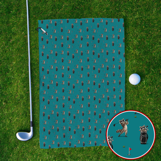 Raccoon Golf Towels, Funny Raccoon Golf Pattern Towel, Cute Golf Animal Gift For Golf Lovers