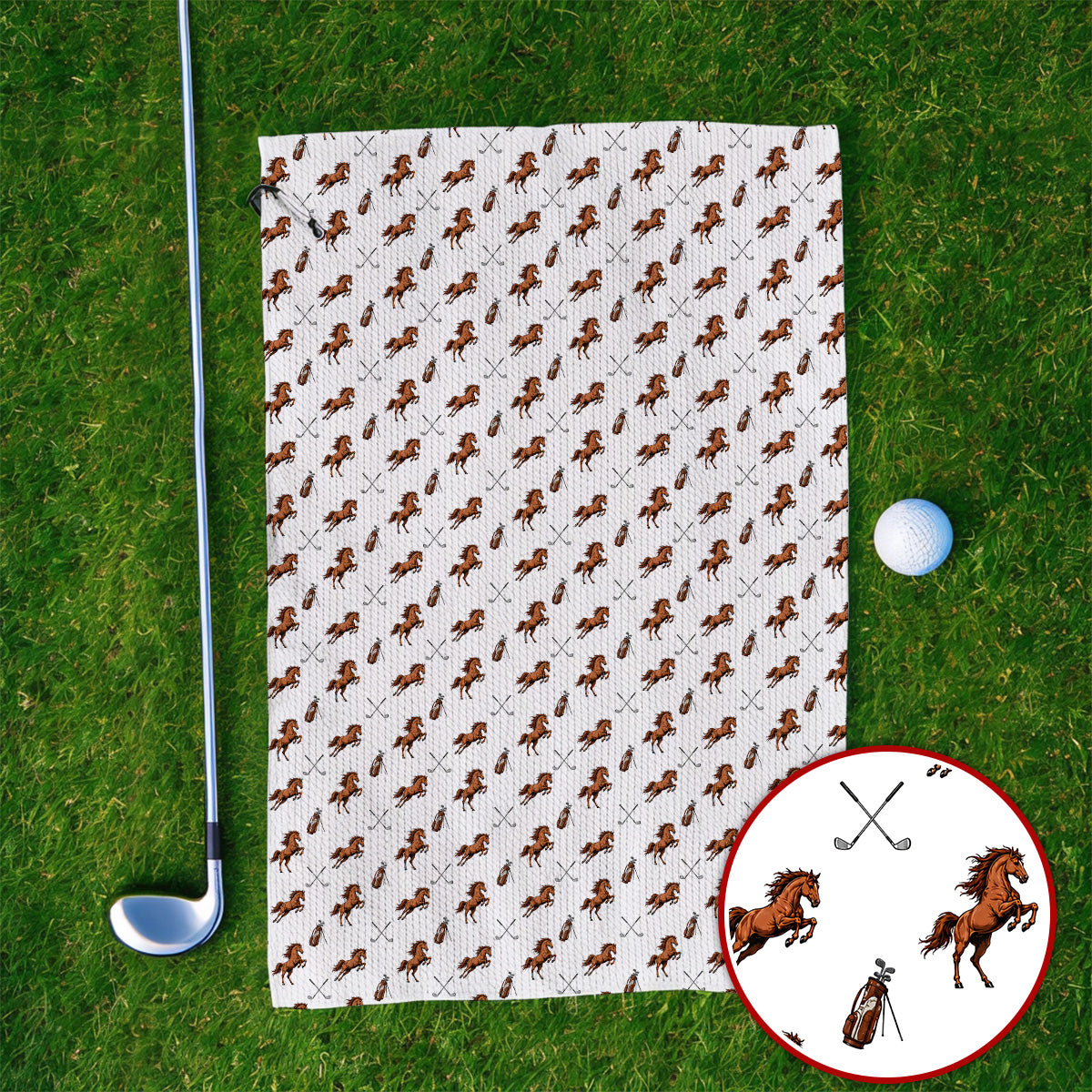 American Quarter Horse Golf Towels, Horse Pattern Golf Towel for Equestrian Lovers, Western Horse Golf Gift for Golfers