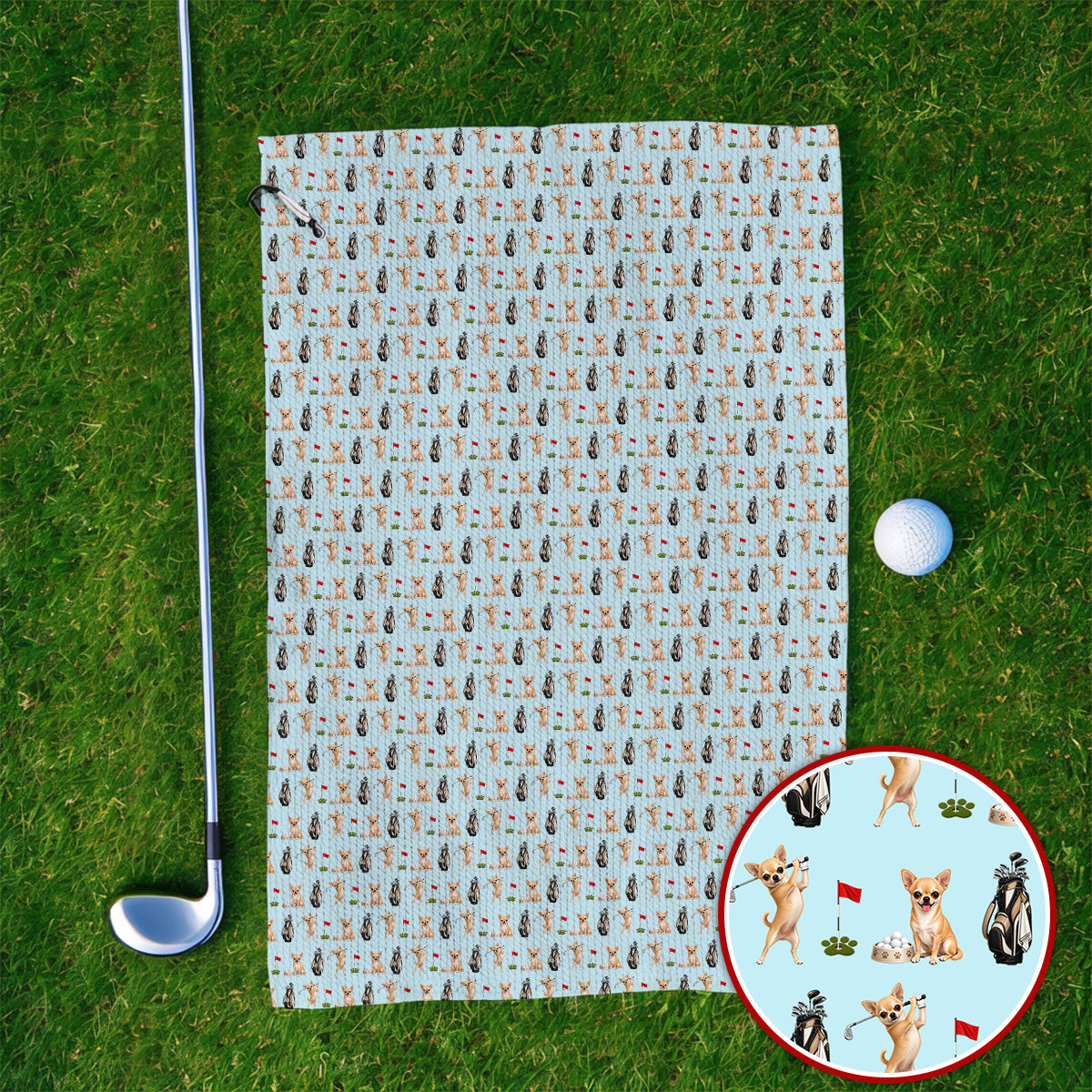 Chihuahua Golf Towel, Cute Chihuahua Golf Pattern Towels for Dog Lovers, Funny Golf Gift For Golfer