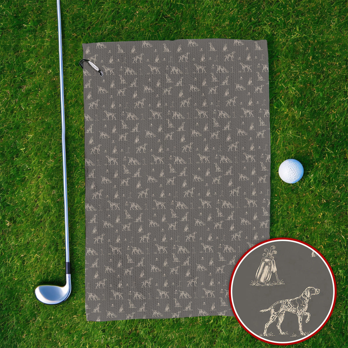 German Shorthaired Pointer Golf Towel, Crazy Pointer Pattern Golf Towels, Golf Gift For Golfer
