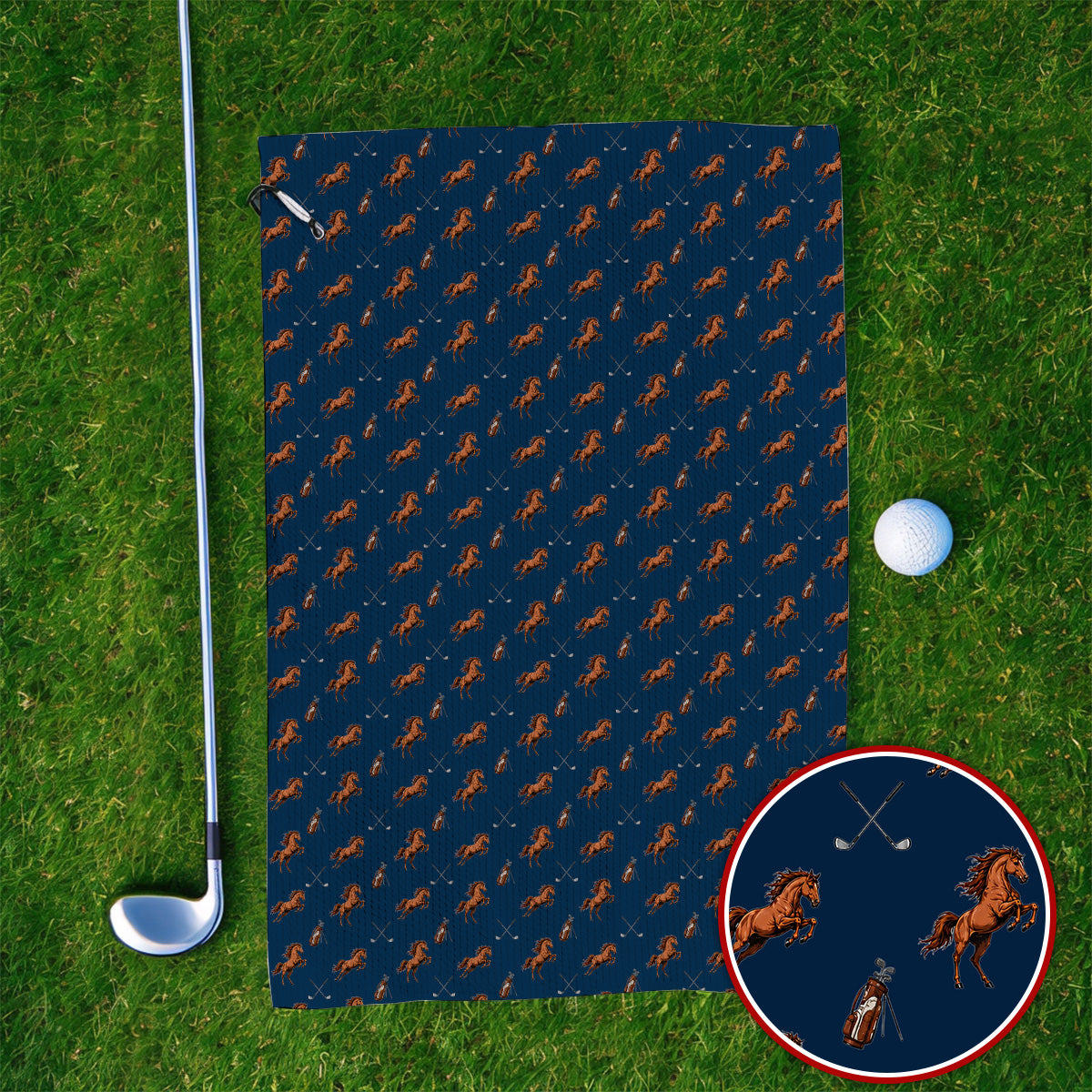 American Quarter Horse Golf Towels, Horse Pattern Golf Towel for Equestrian Lovers, Western Horse Golf Gift for Golfers