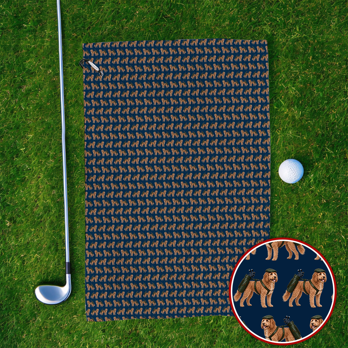 Goldendoodle Golf Towels, Funny Golfing Doodle Dog Pattern Golf Towel, Golf Gift For Golfers