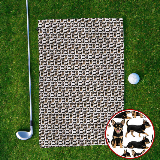 Funny Black Chihuahua Golf Towel, Cute Chihuahua Golf Pattern Towels, Dog Lovers Golf Gift For Golfer
